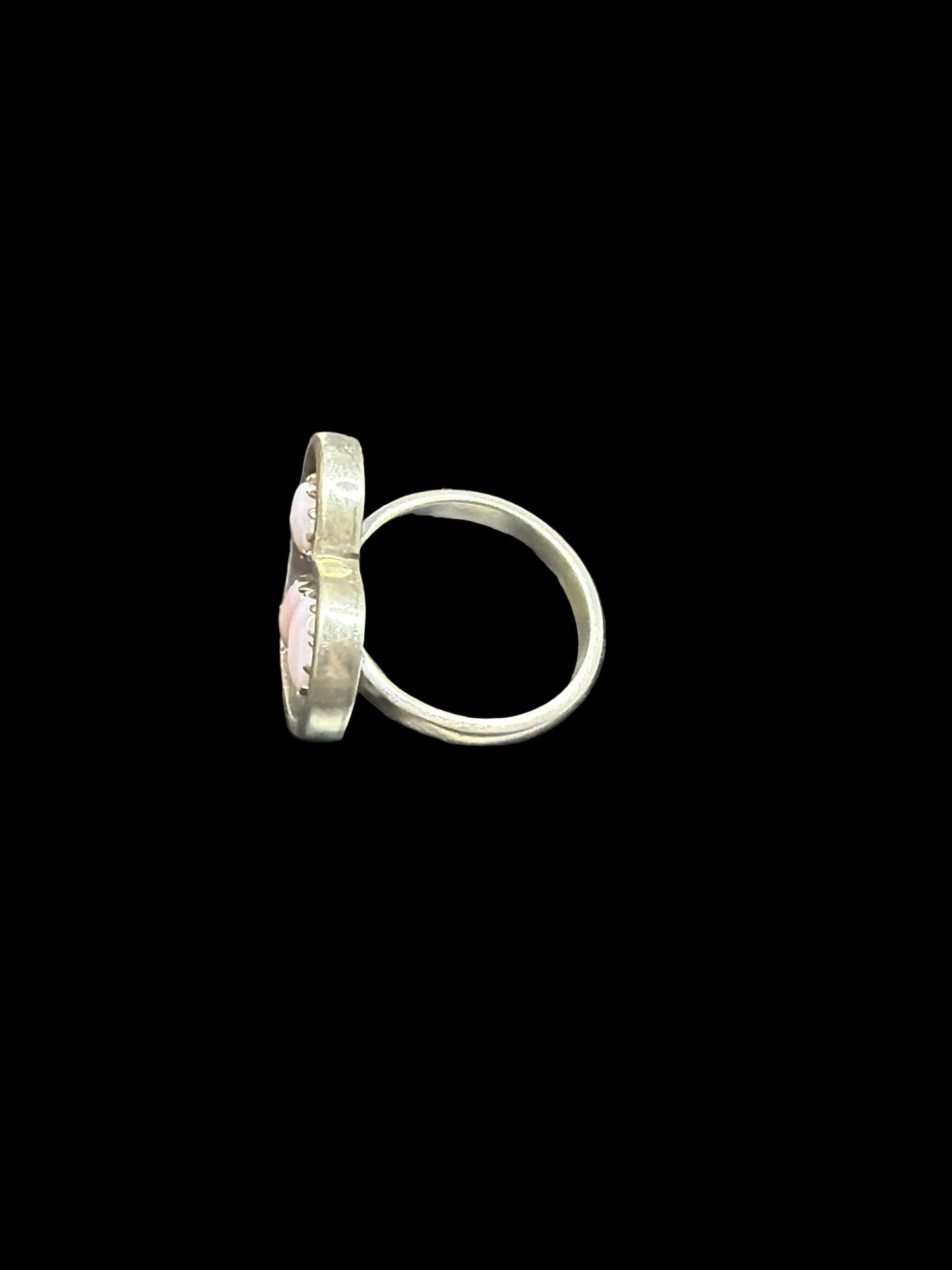 Handcrafted Pink Conch Multi Heart Ring - size 5.5