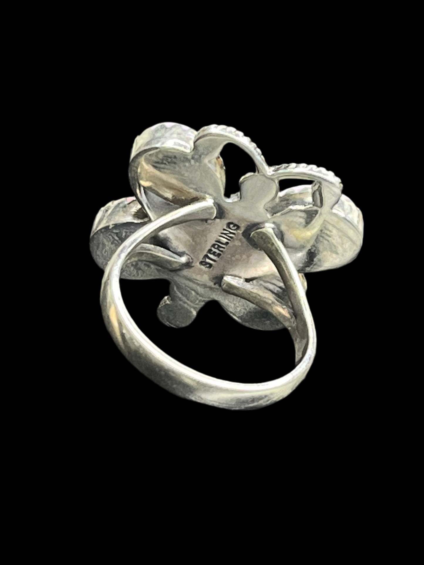 Pink Conch Butterfly Sterling Silver Ring - size 10