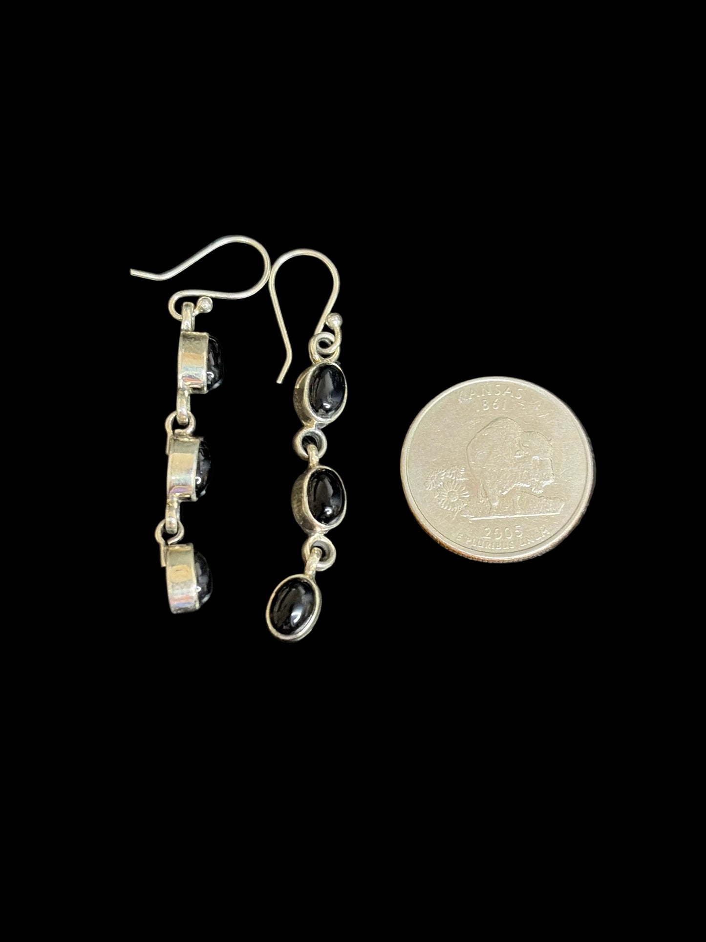 Handcrafted Black Onyx Dangle Earrings