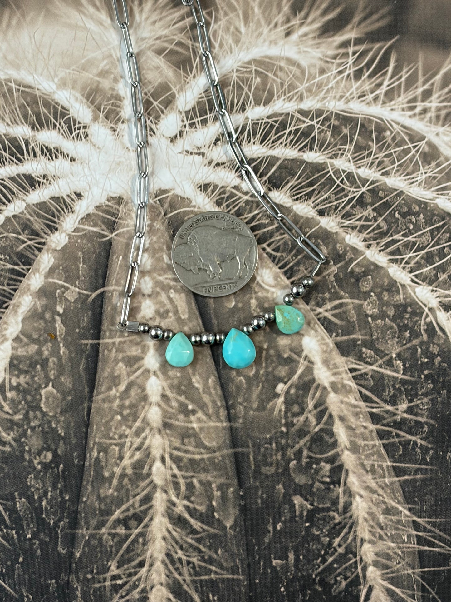 Desert Steel Kingman TurquoiseStacker Necklace