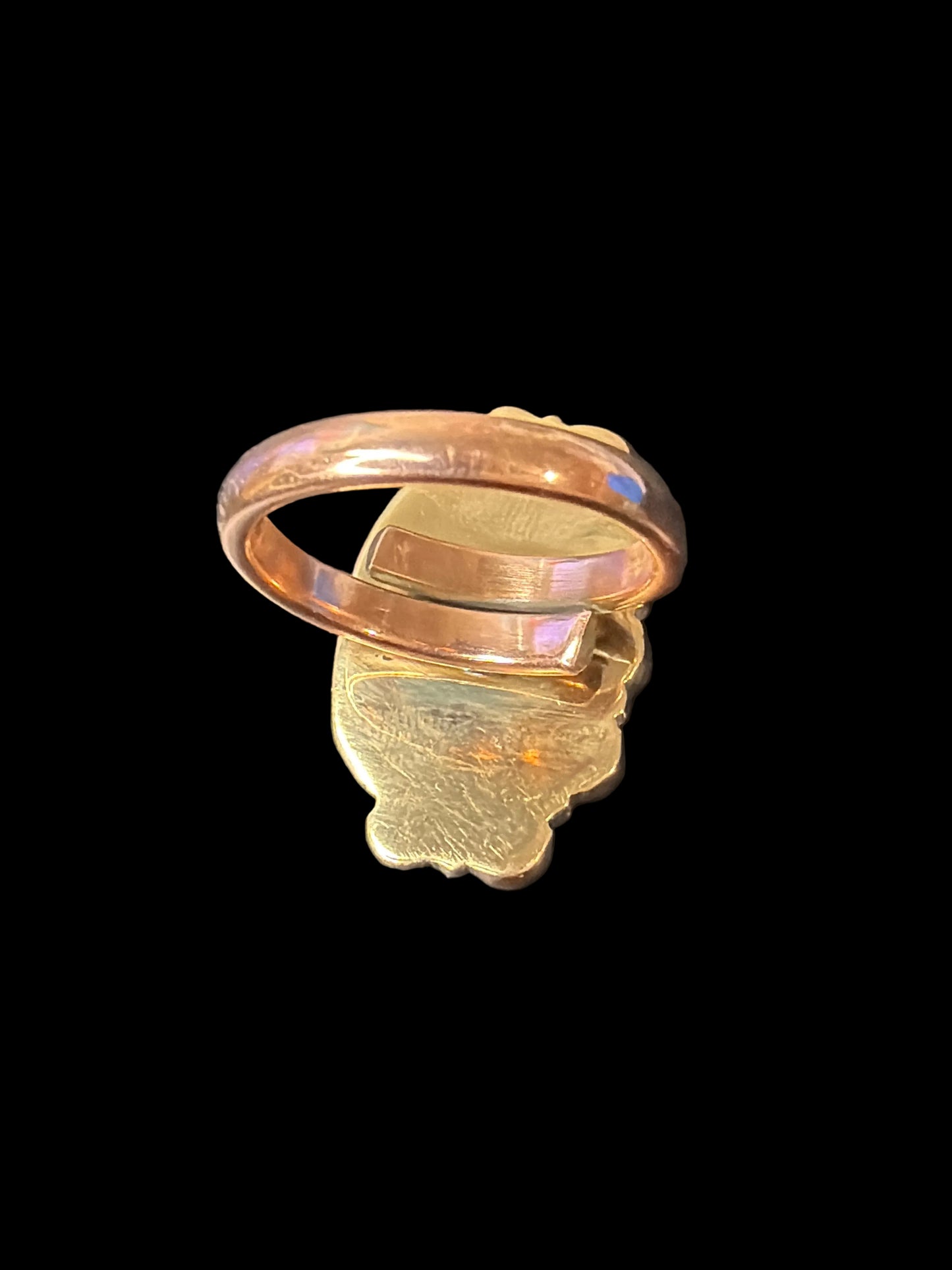 Copper & Black Onyx with Pink & White Checker Ring - Adjustable