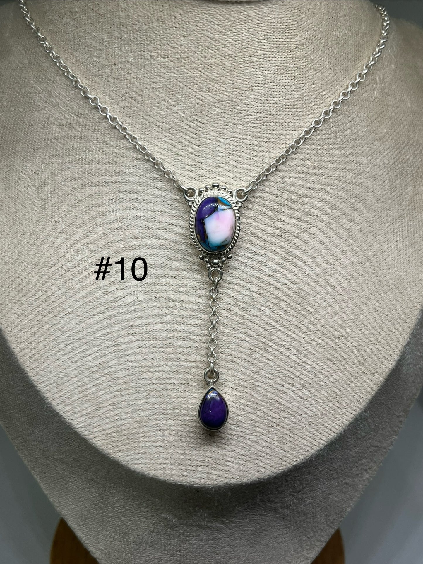 Lariat Necklace - Blue Dahlia & Moonstone
