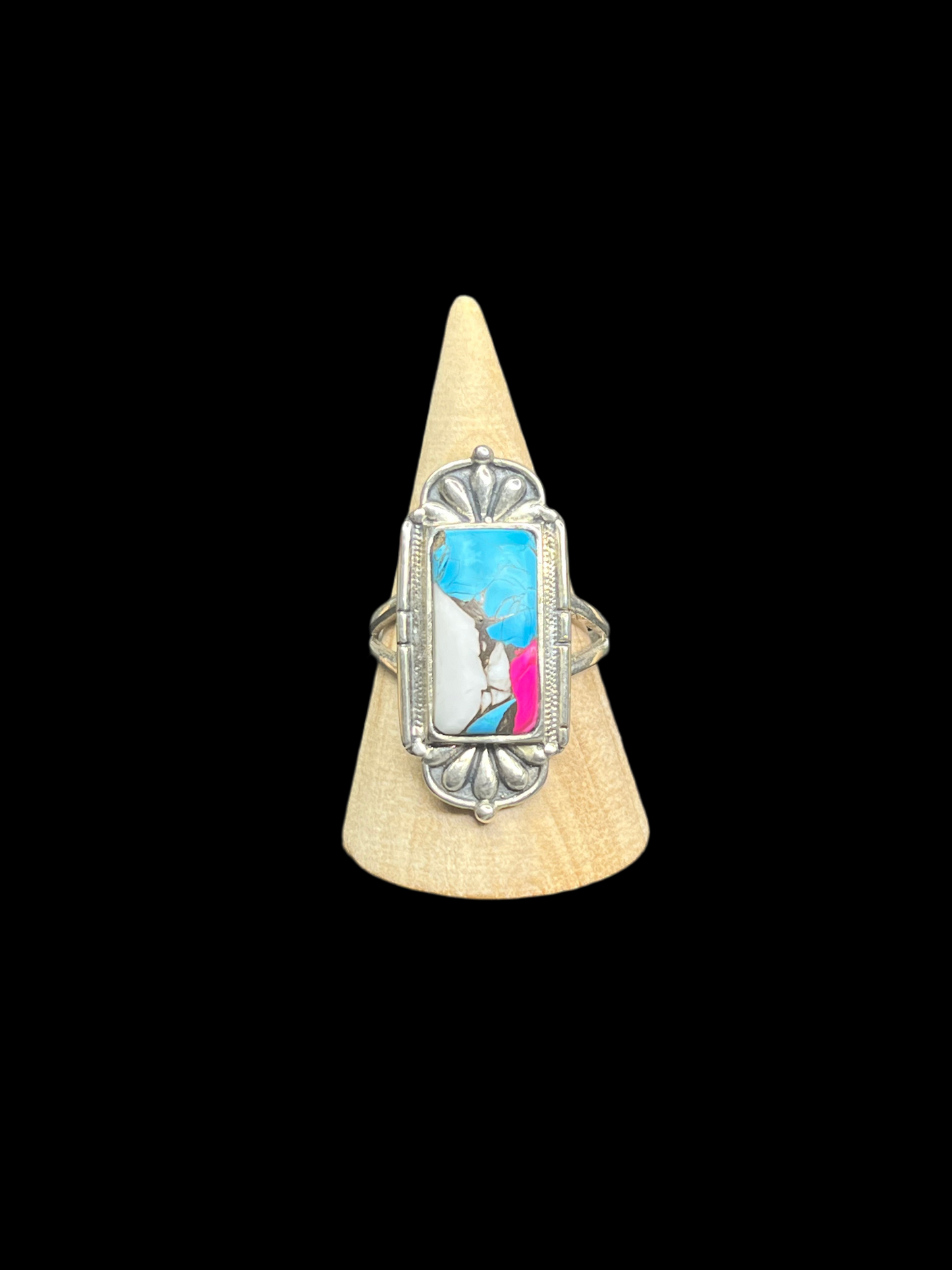 Cotton Candy Dahlia Rings - size 11