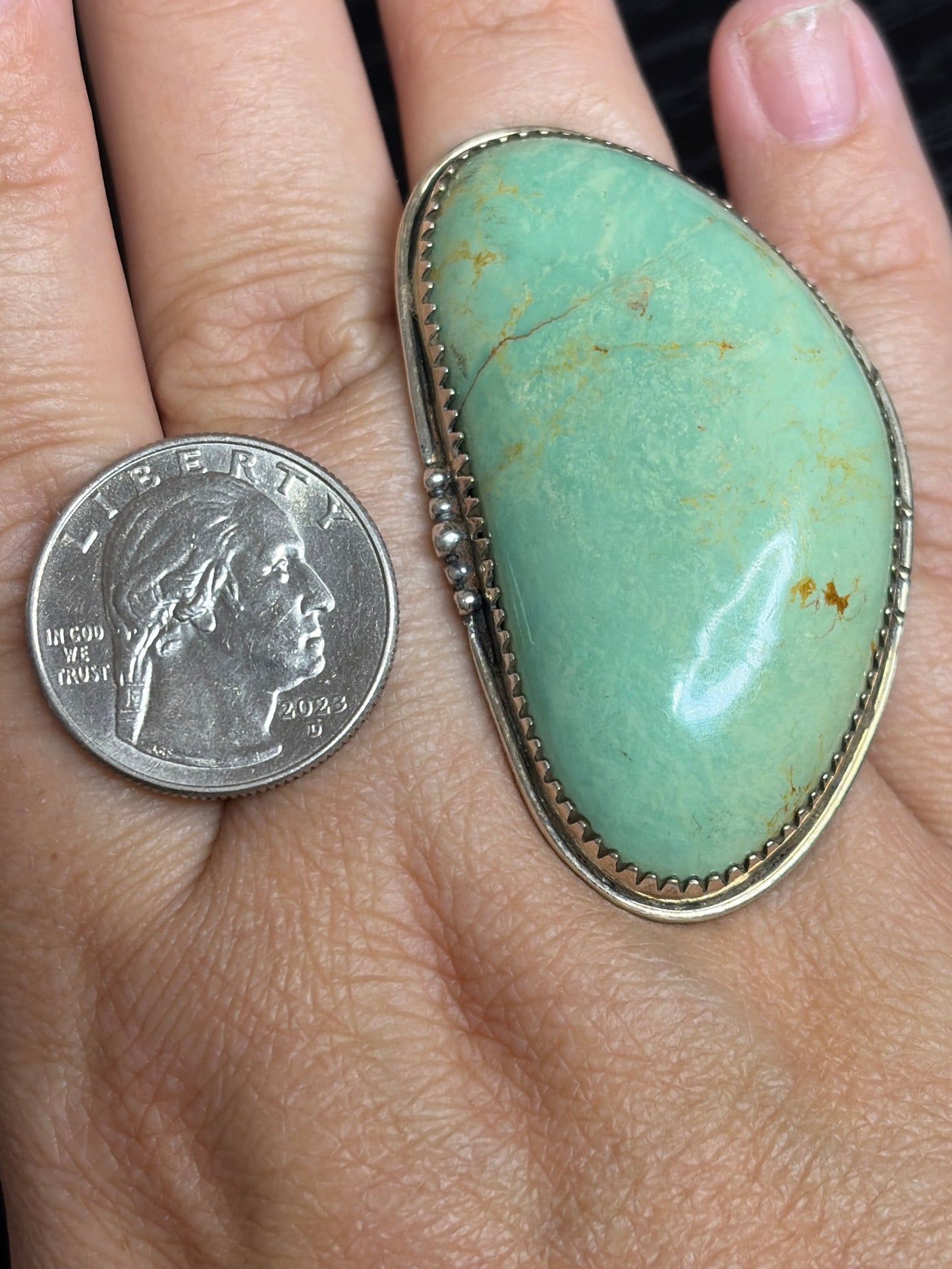 Green Turquoise Statement Ring - size 9.5