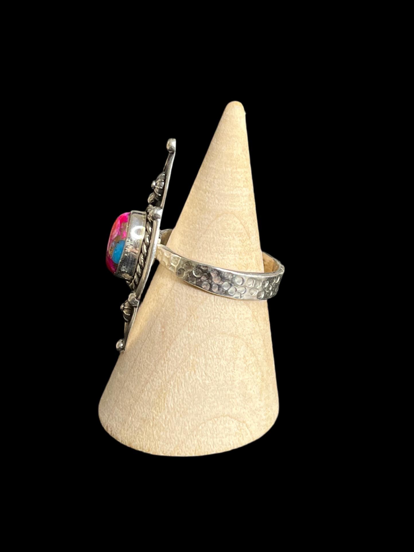 Pink Dahlia Sterling Silver Ring - Adjustable