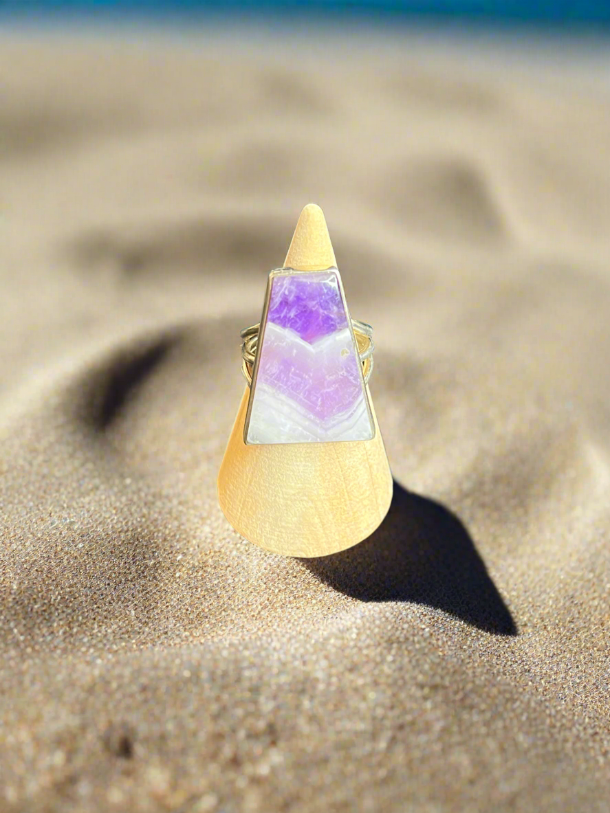 Chevron Amethyst Ring Size 7