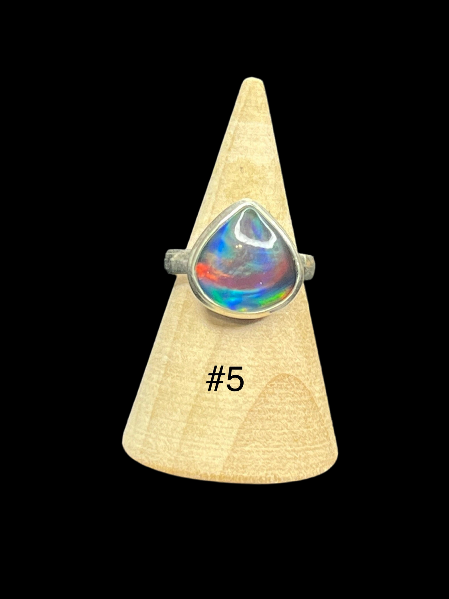 Aurora Opal Sterling Silver Rings