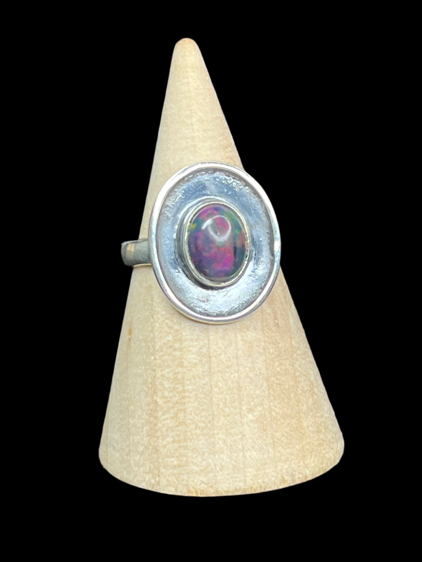 Black Ethiopian Fire Opal Ring - size 6.5