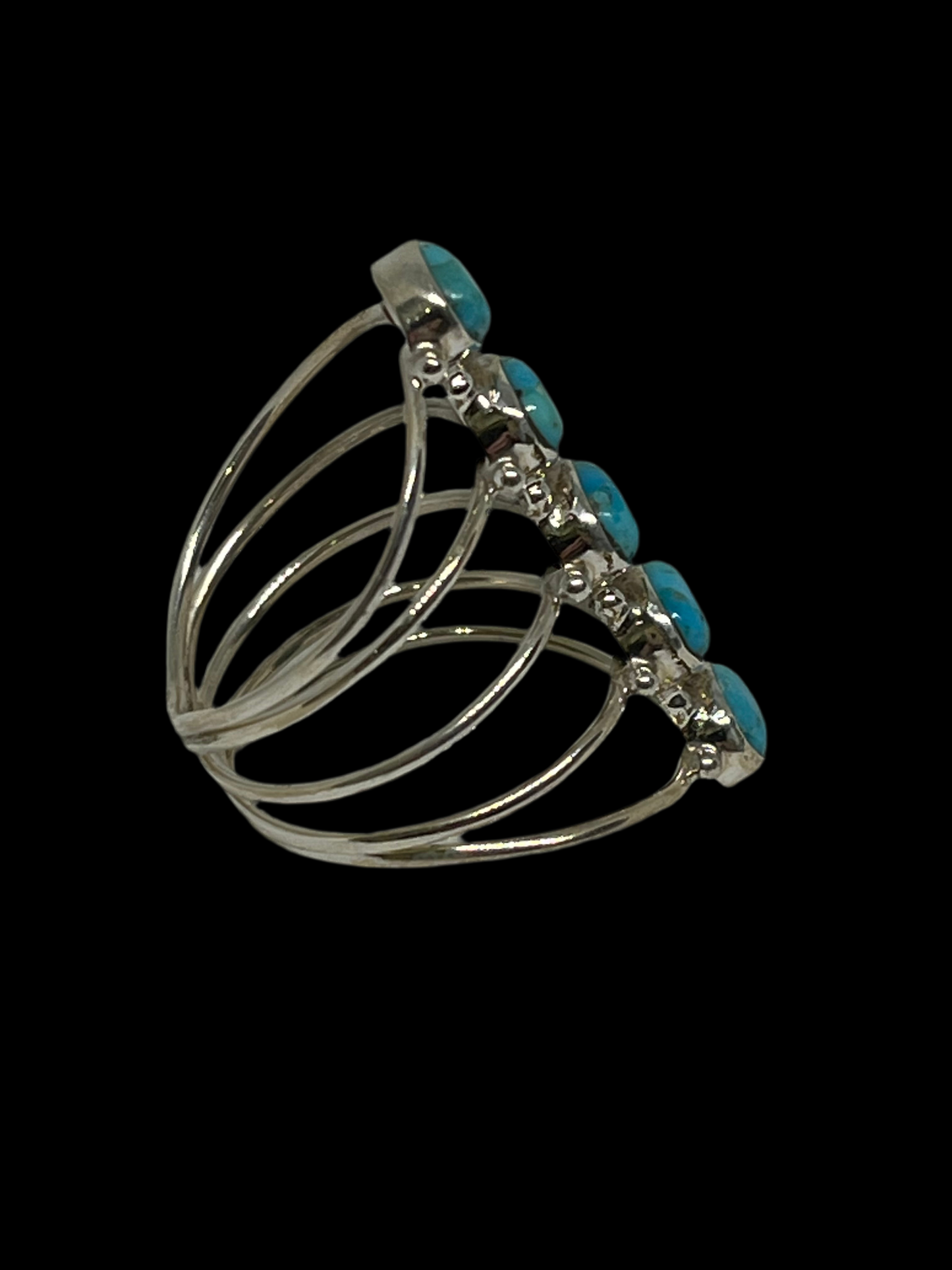 Multi-Stone Mojave Turquoise Sterling Silver Ring - Size 12