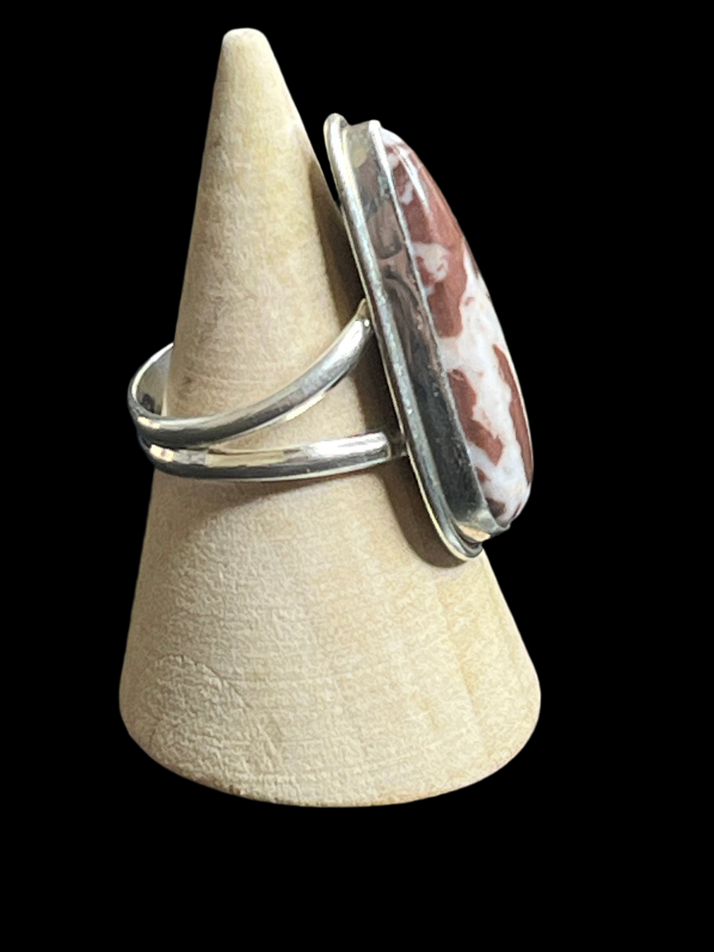 Red Zebra Jasper Sterling Silver Ring - size 8