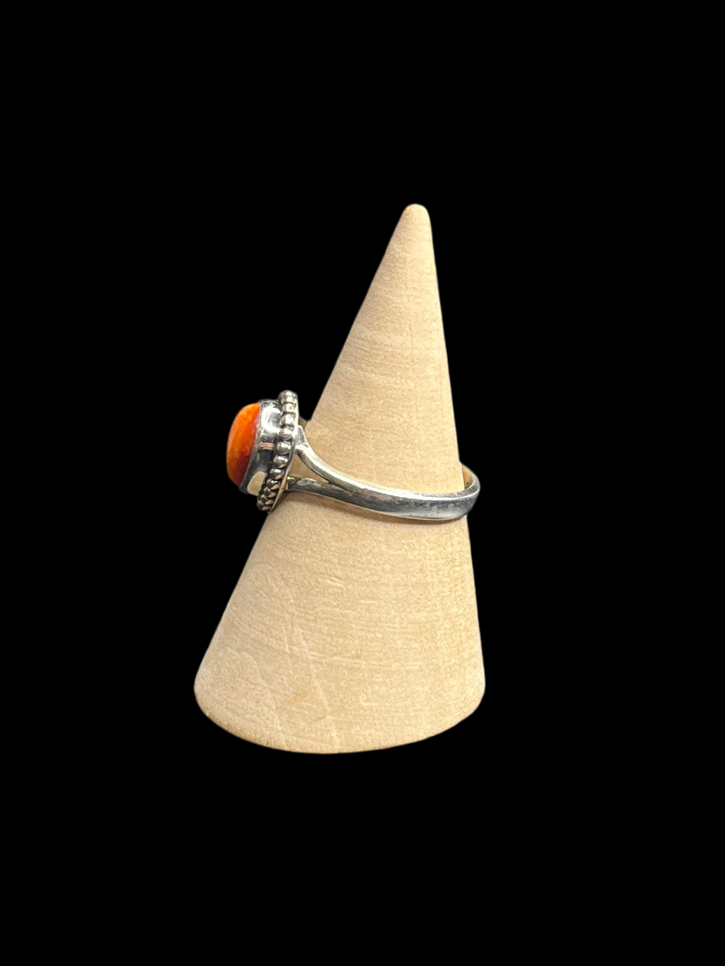 Orange Spiny Sterling Silver Ring - size 7.5