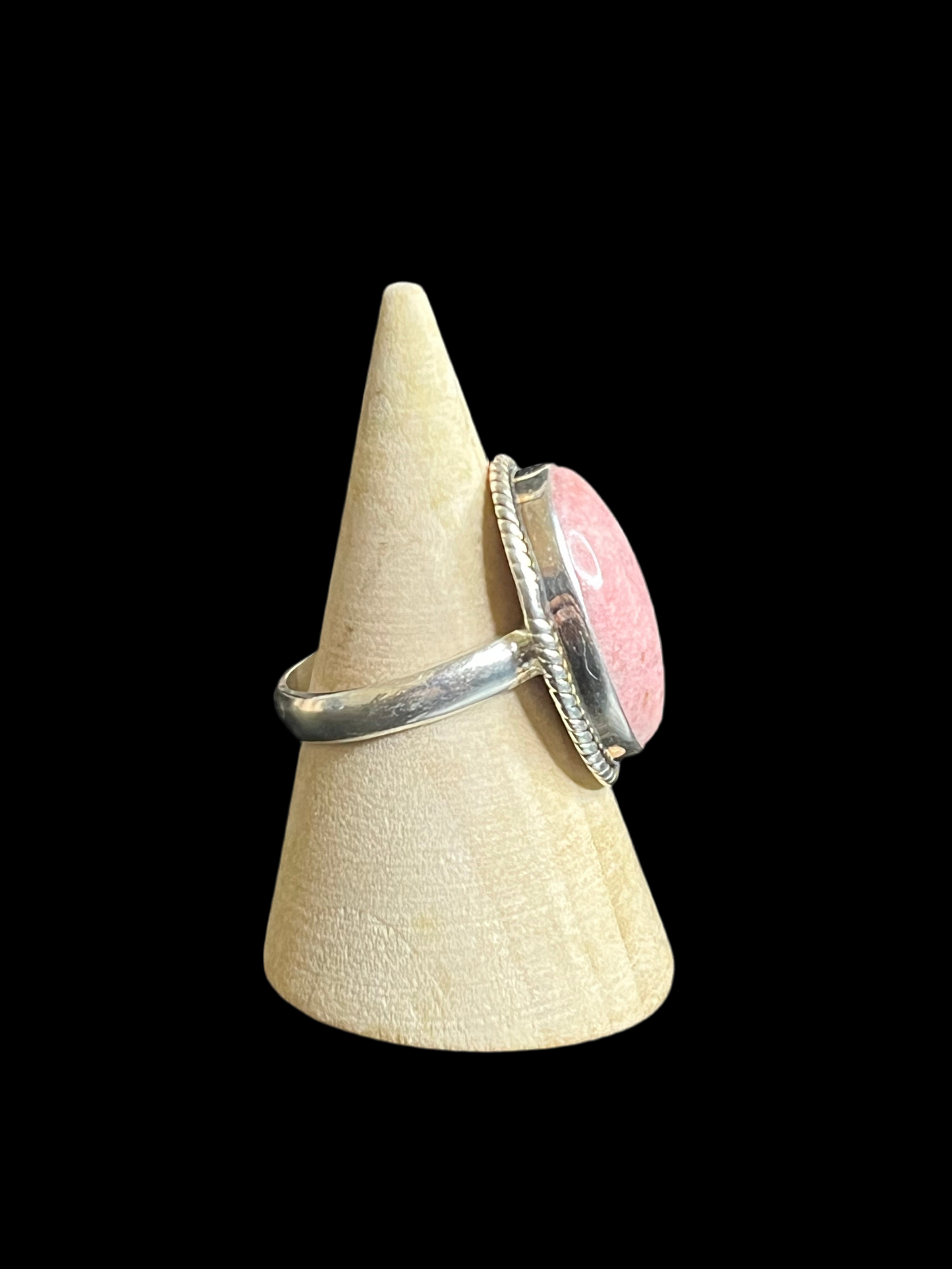 Pink Rhodonite Sterling Silver Ring - size 8.5