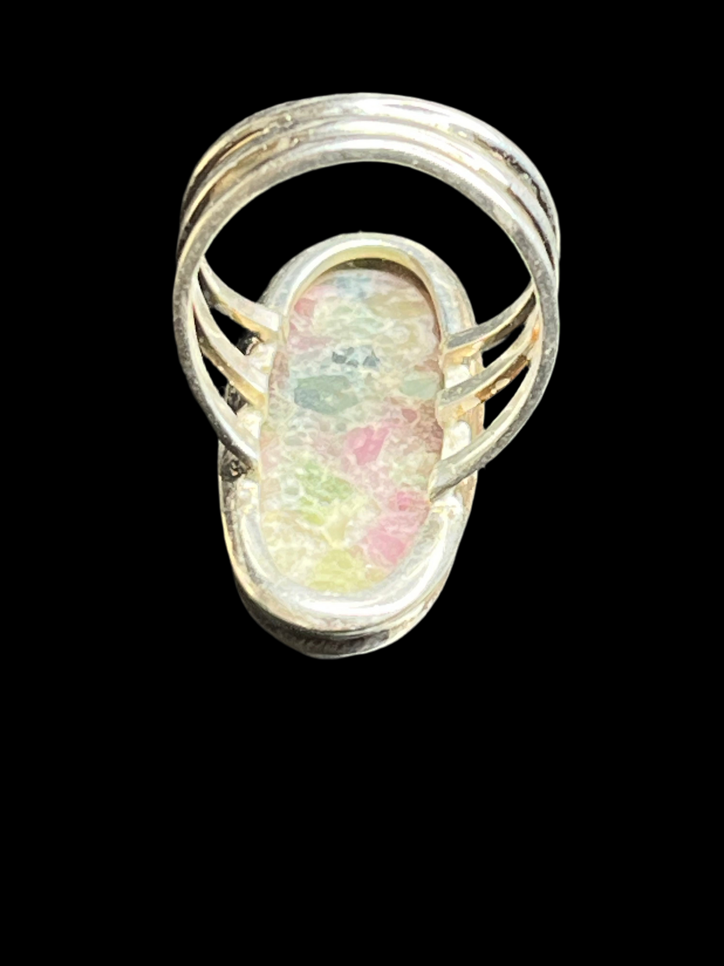 Multi-Color Tourmaline Sterling Silver Ring - size 8