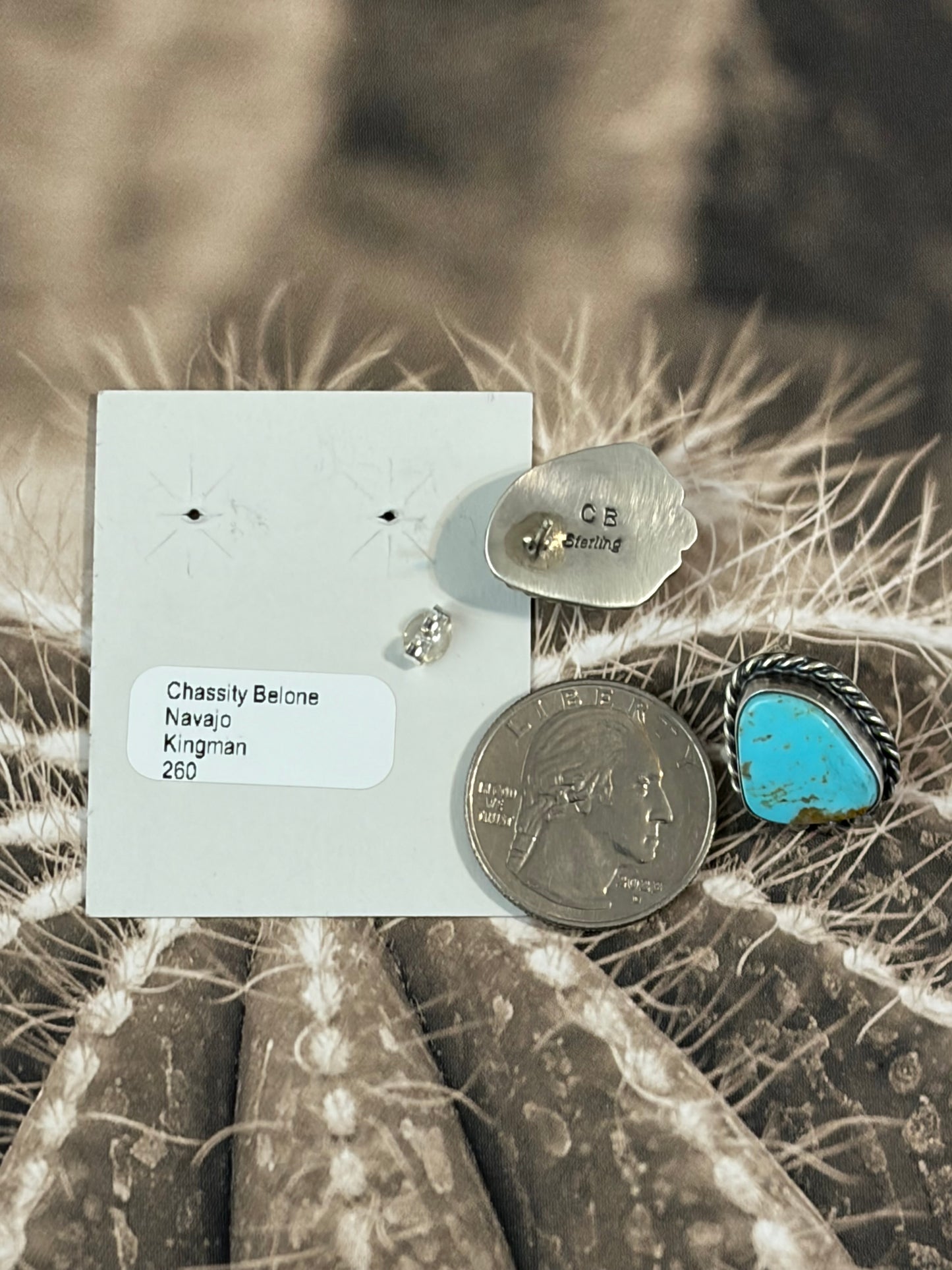 Navajo - Chassity Belone - Kingman Turquoise Earrings