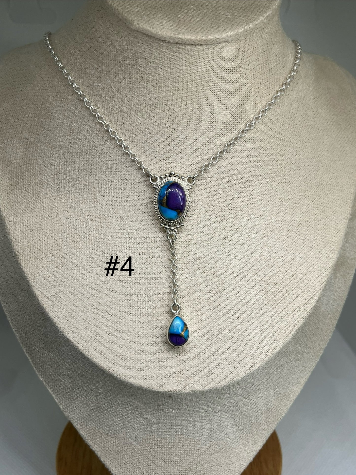 Lariat Necklace - Blue Dahlia & Moonstone