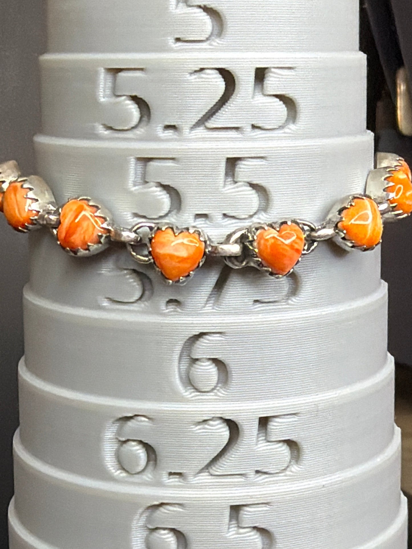 Handcrafted Orange Spiny Heart Bracelet