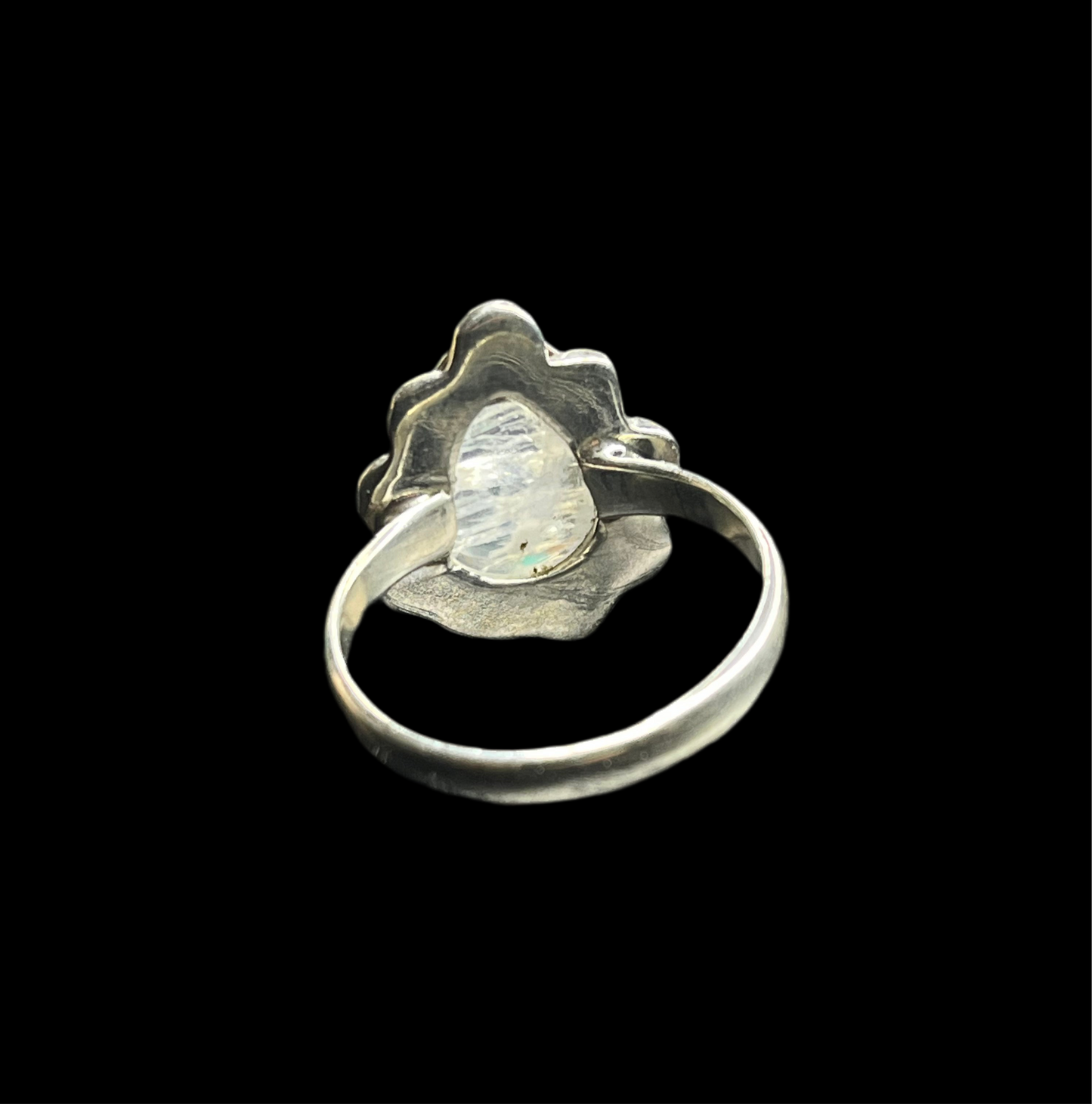 Rainbow Moonstone Sterling Silver Ring - Size 9