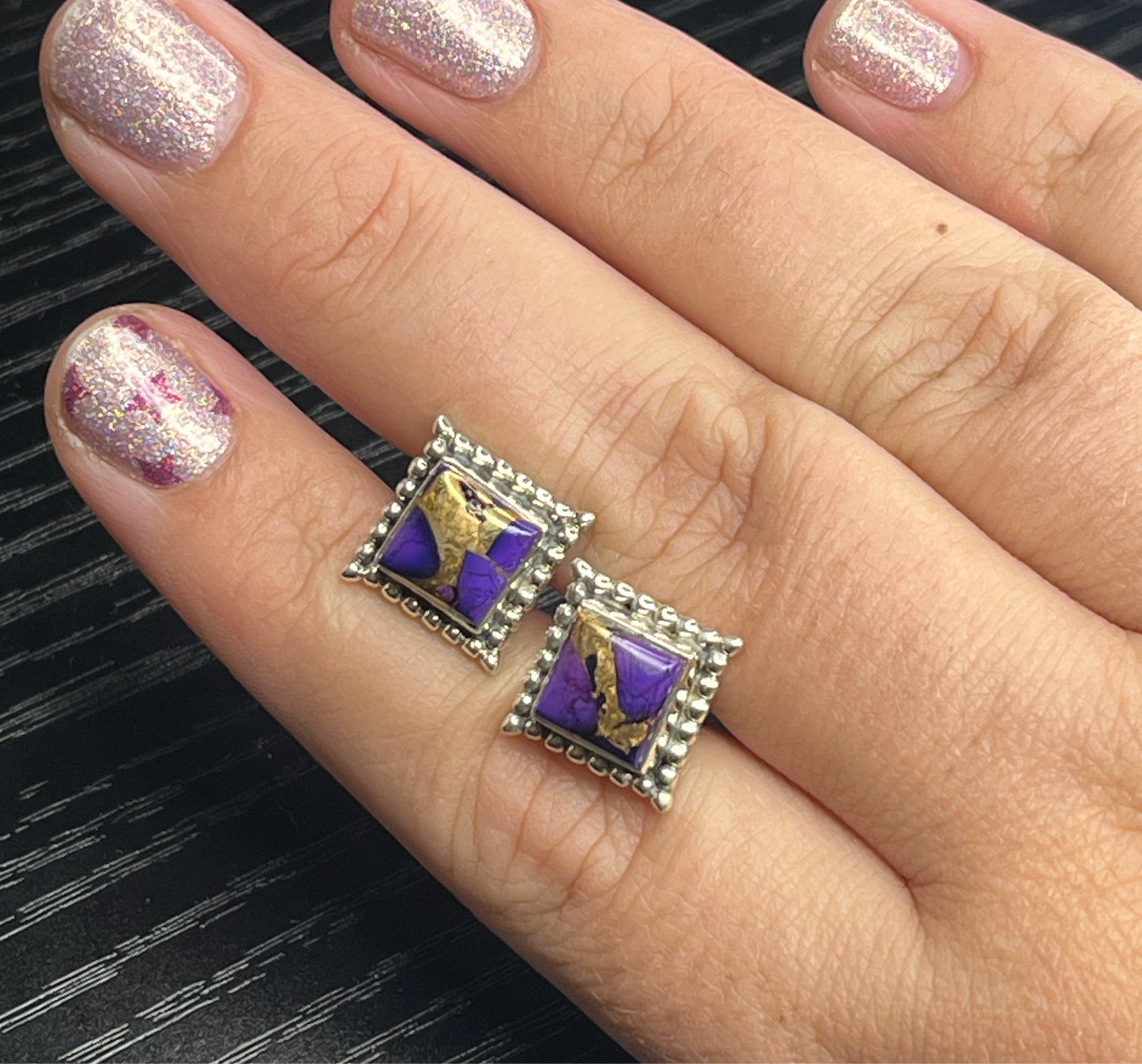 Purple Mojave Sterling Silver Stud Earrings