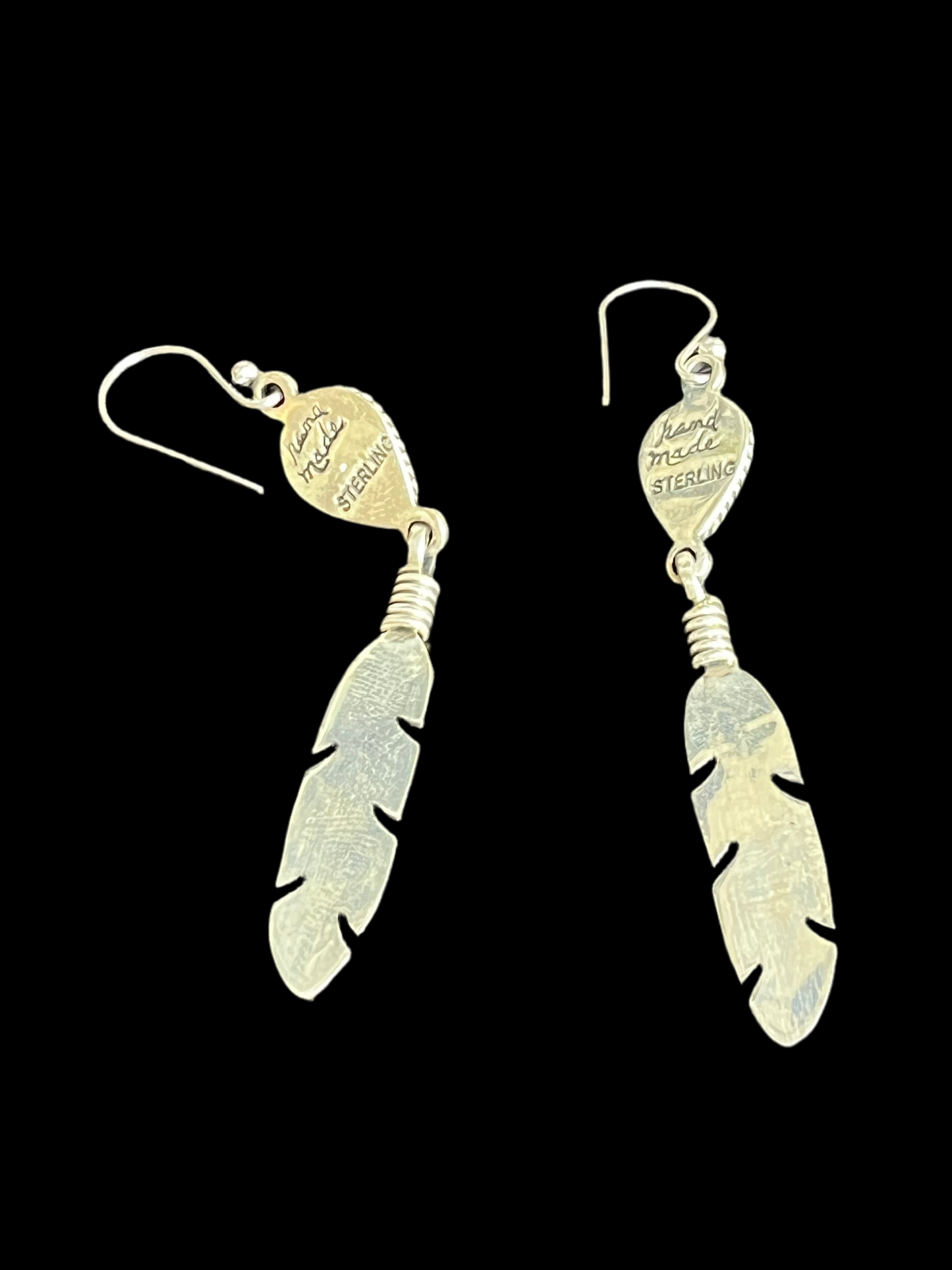 Feather & Natural Stone Dangle Earrings