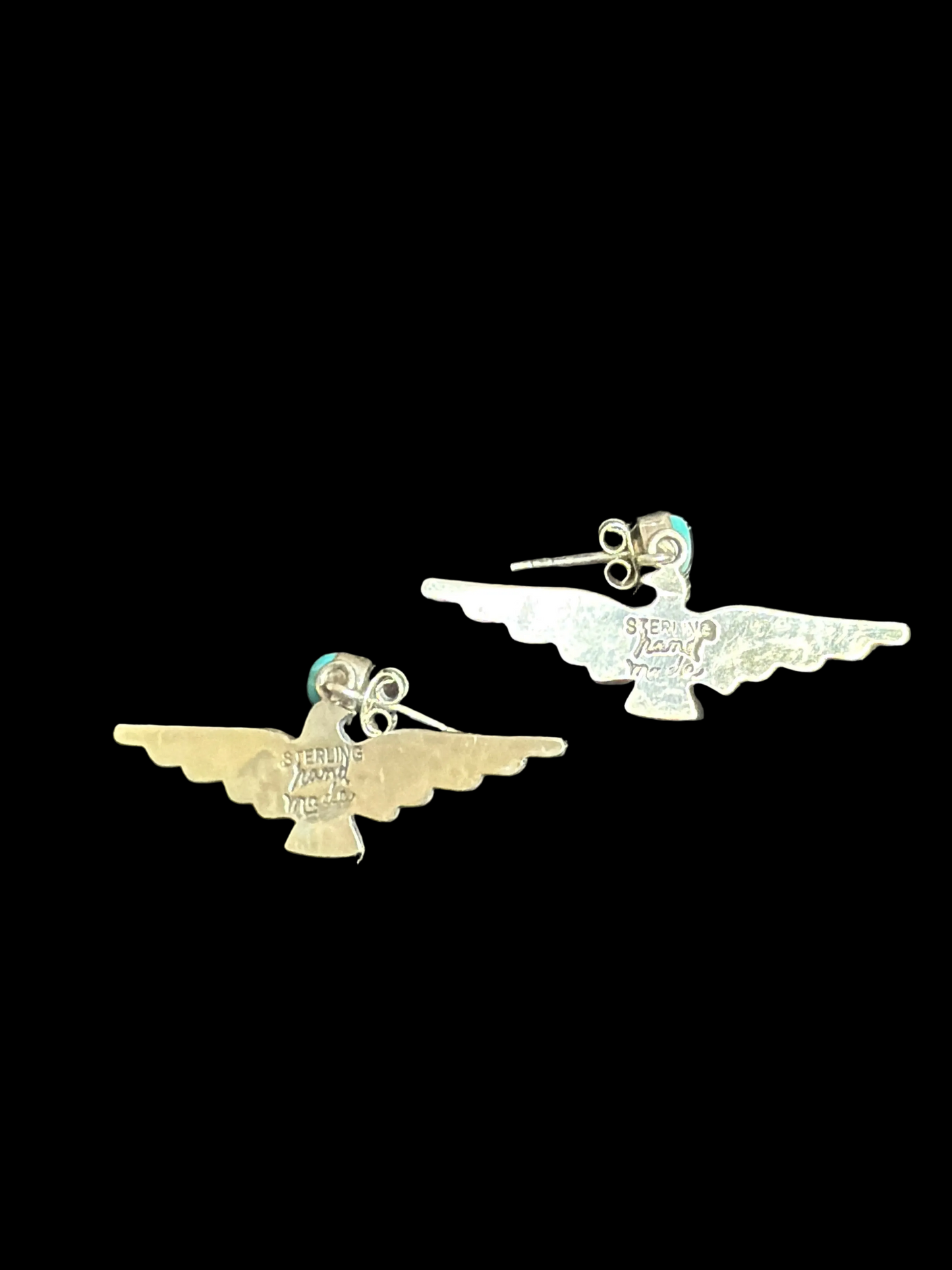 Handcrafted Kingman Turquoise Thunderbird Drop Earrings