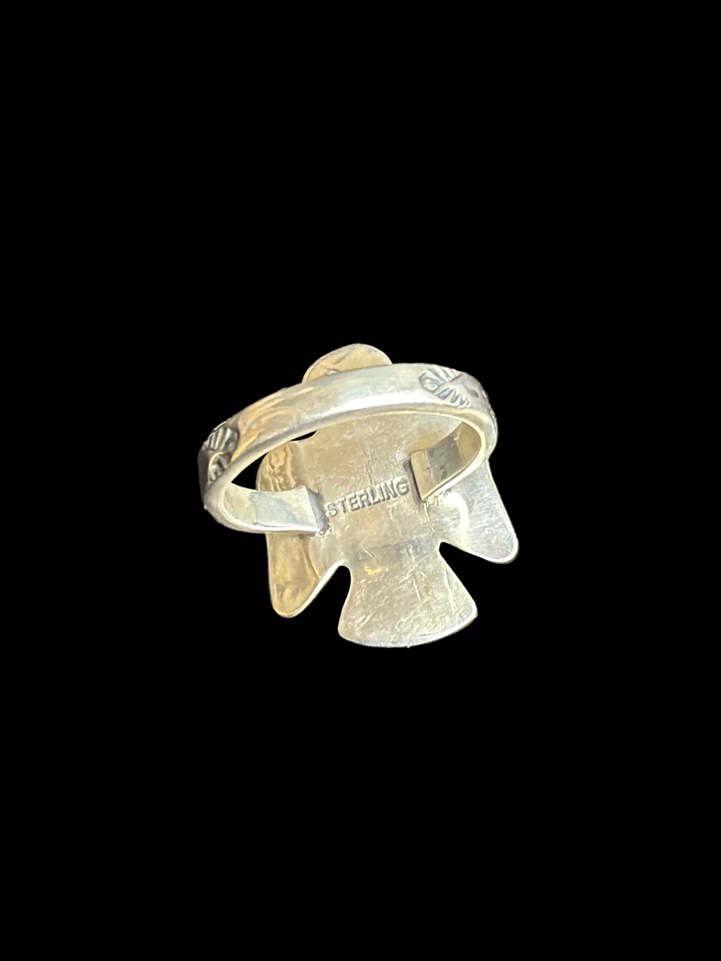 Handcrafted Kingman Turquoise Thunderbird Ring - size 10