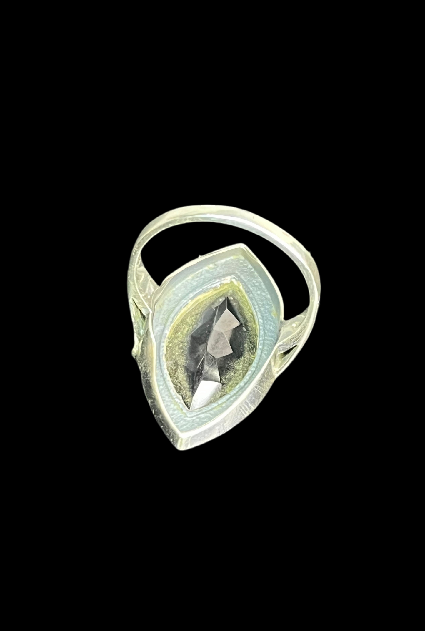 Black Onyx & Wolf Ring - size 8