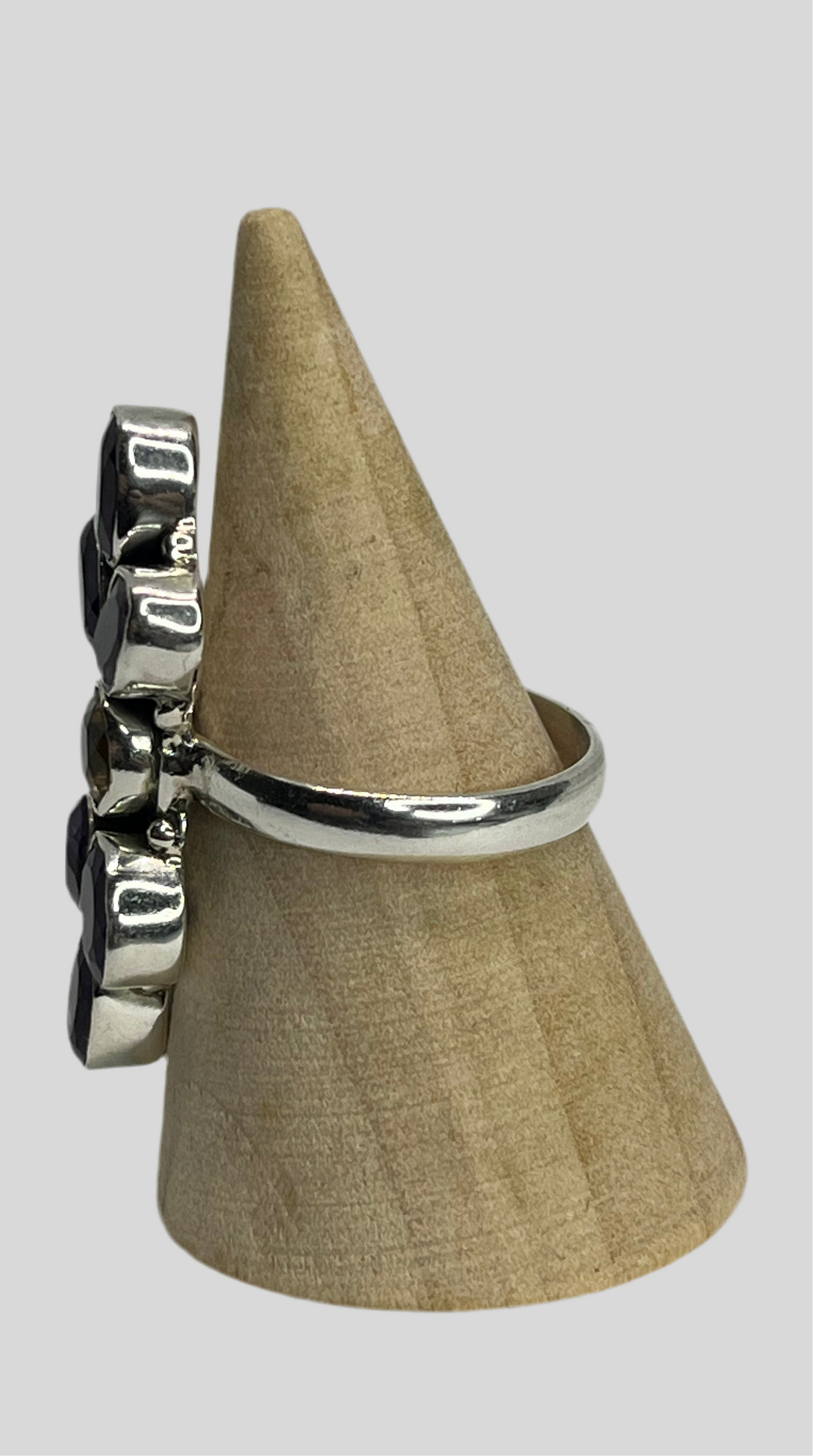 Amethyst & Citrine Sterling Silver Ring - Size 9