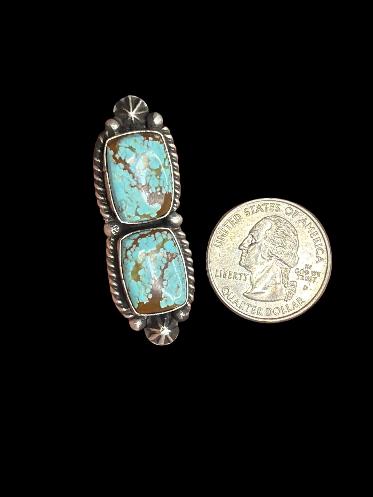 Navajo - Johnny Dixon - Mine 8 Turquoise Ring - Adjustable (squares)