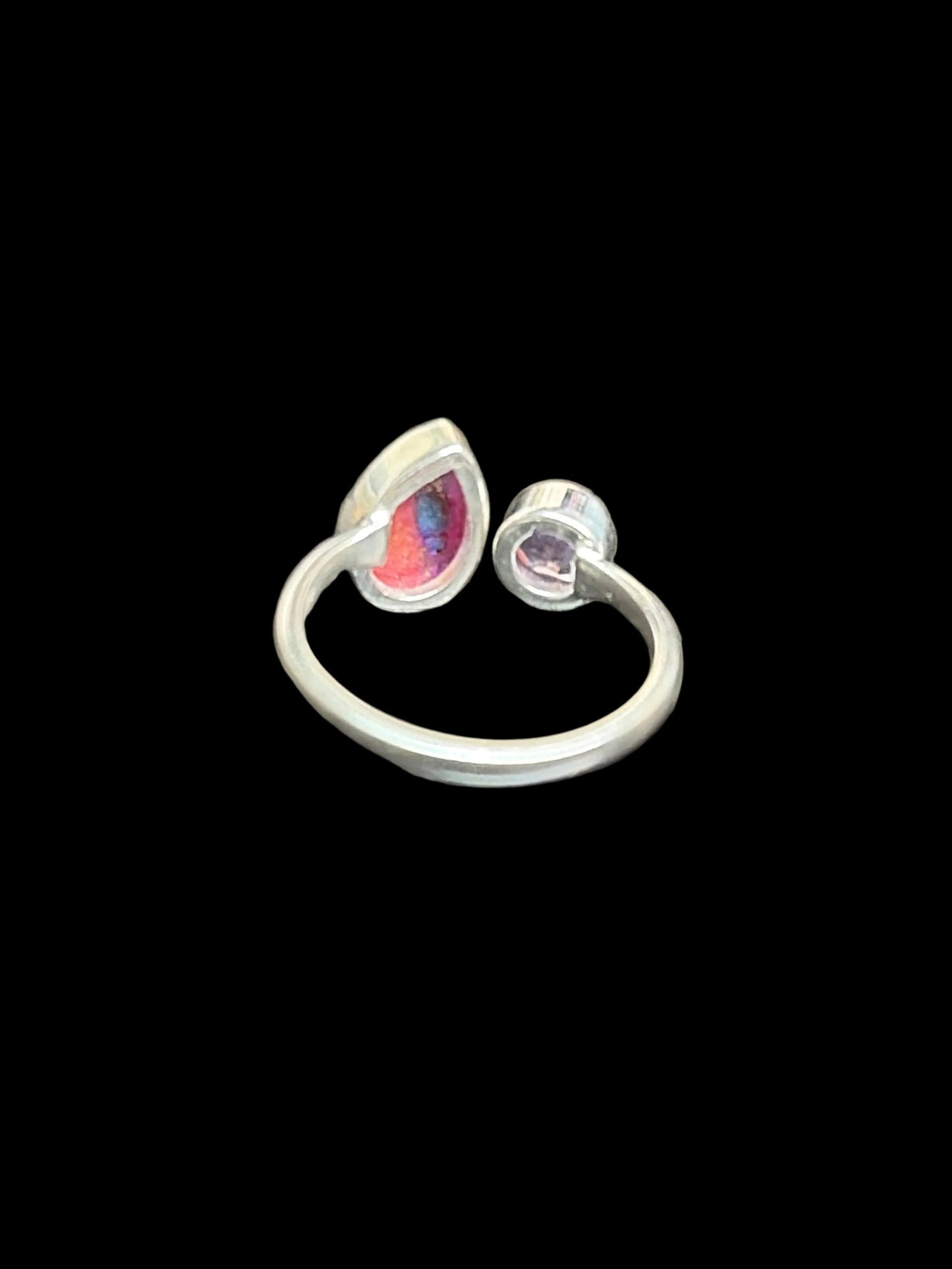 Pink Dahlia & Amethyst Bypass Ring