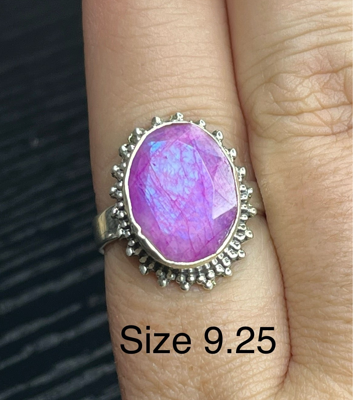 Pink Moonstone Sterling Silver Rings