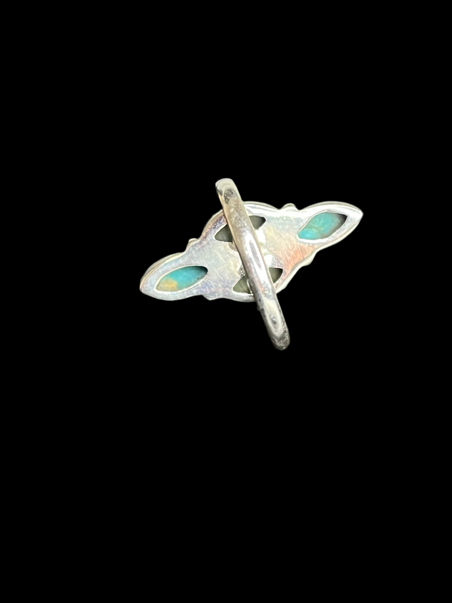 Turquoise Cluster Sterling Silver Ring - size 8.5