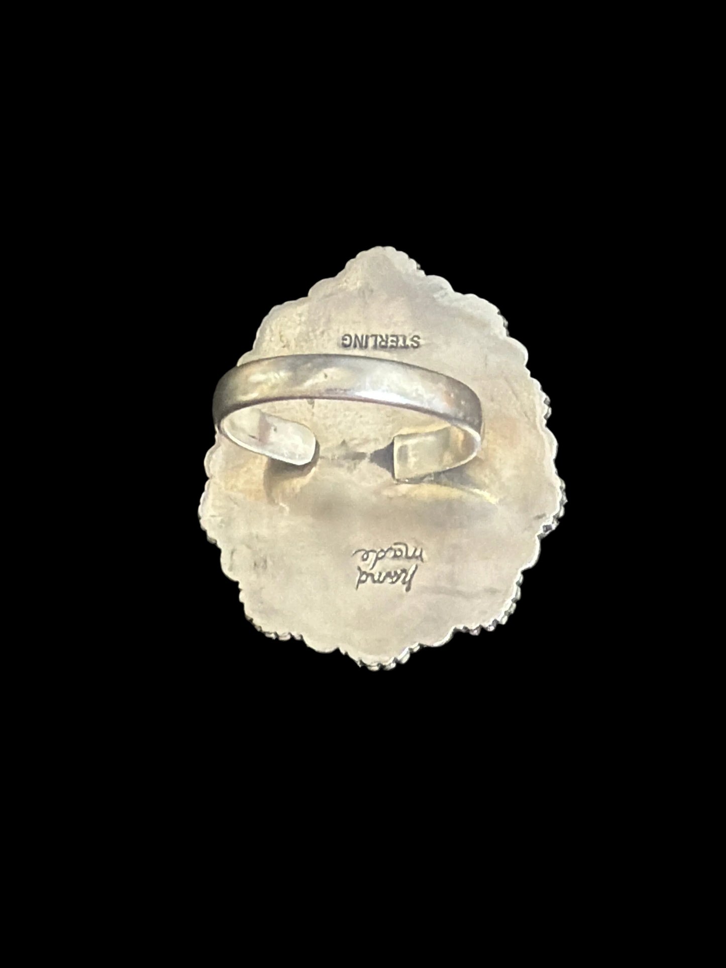 Handcrafted Golden Hills & Pink Conch Ring - adjustable