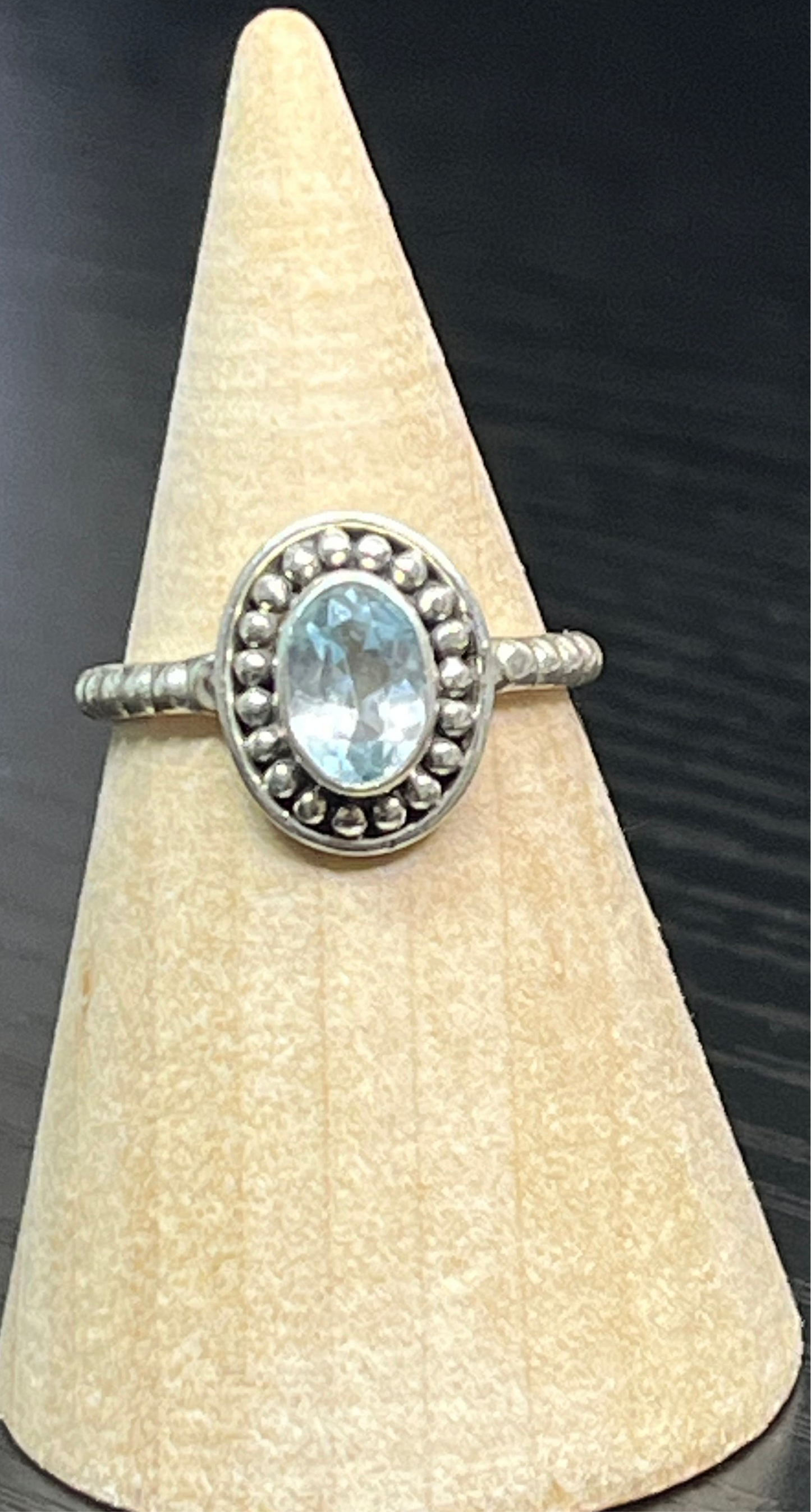 Blue Topaz Sterling Silver Rings - size 5 & 6