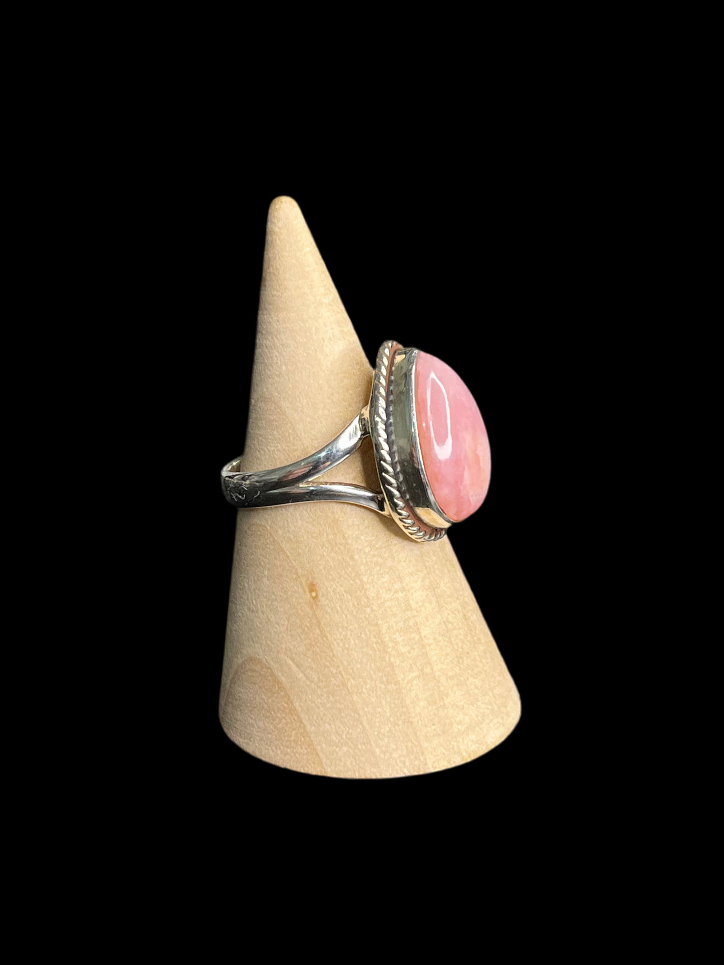 Pink Opal Sterling Silver Rings - sizes 5-12