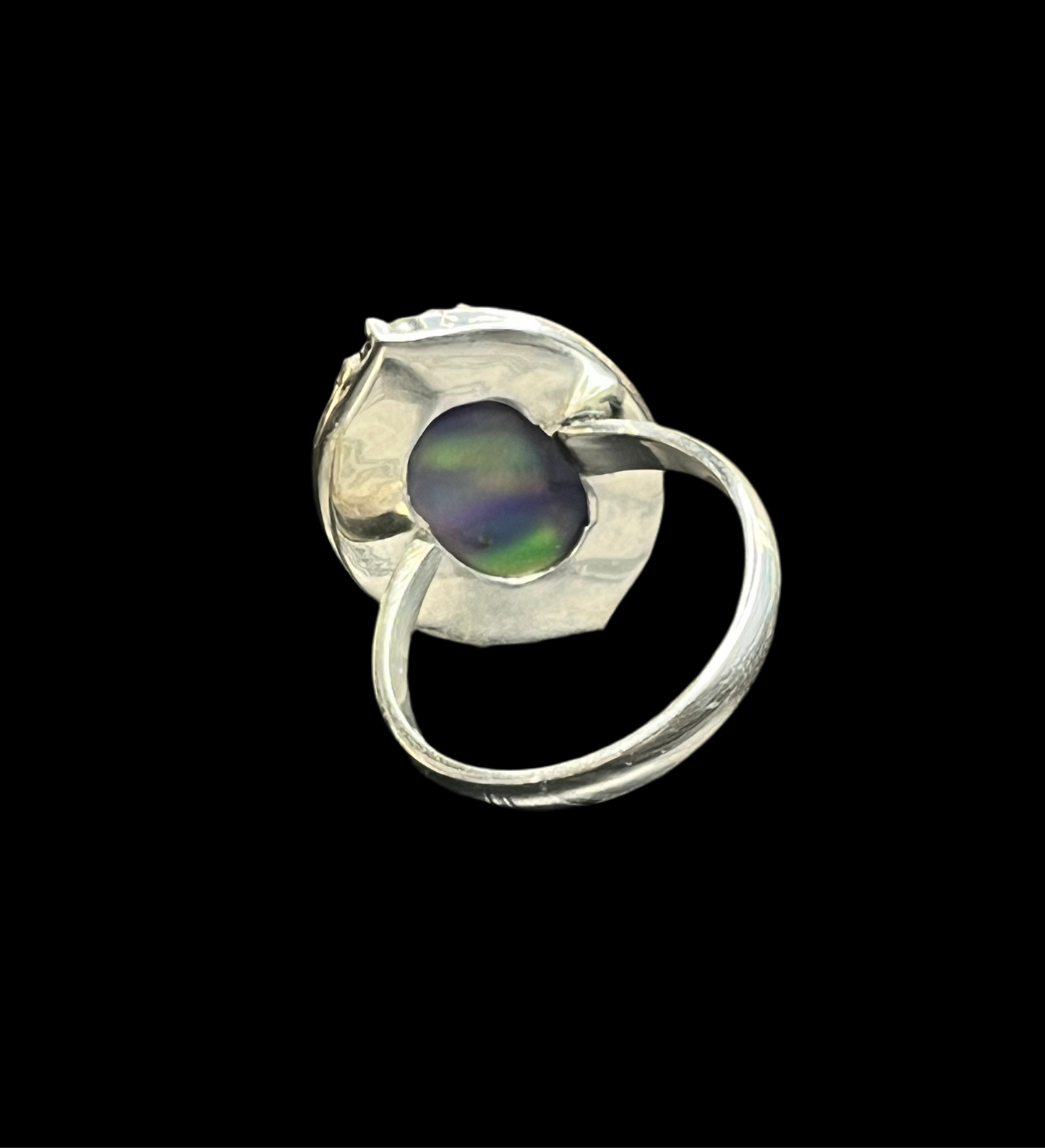 Aurora Opal Sterling Silver Ring - Adjustable