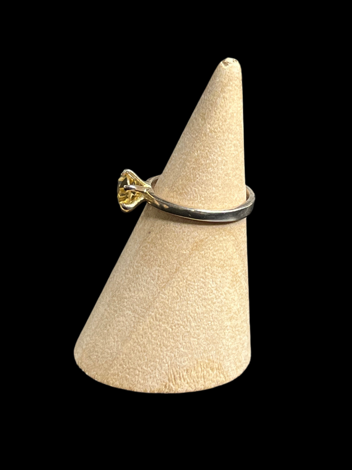 Citrine Solitaire Sterling Silver Ring - size 5