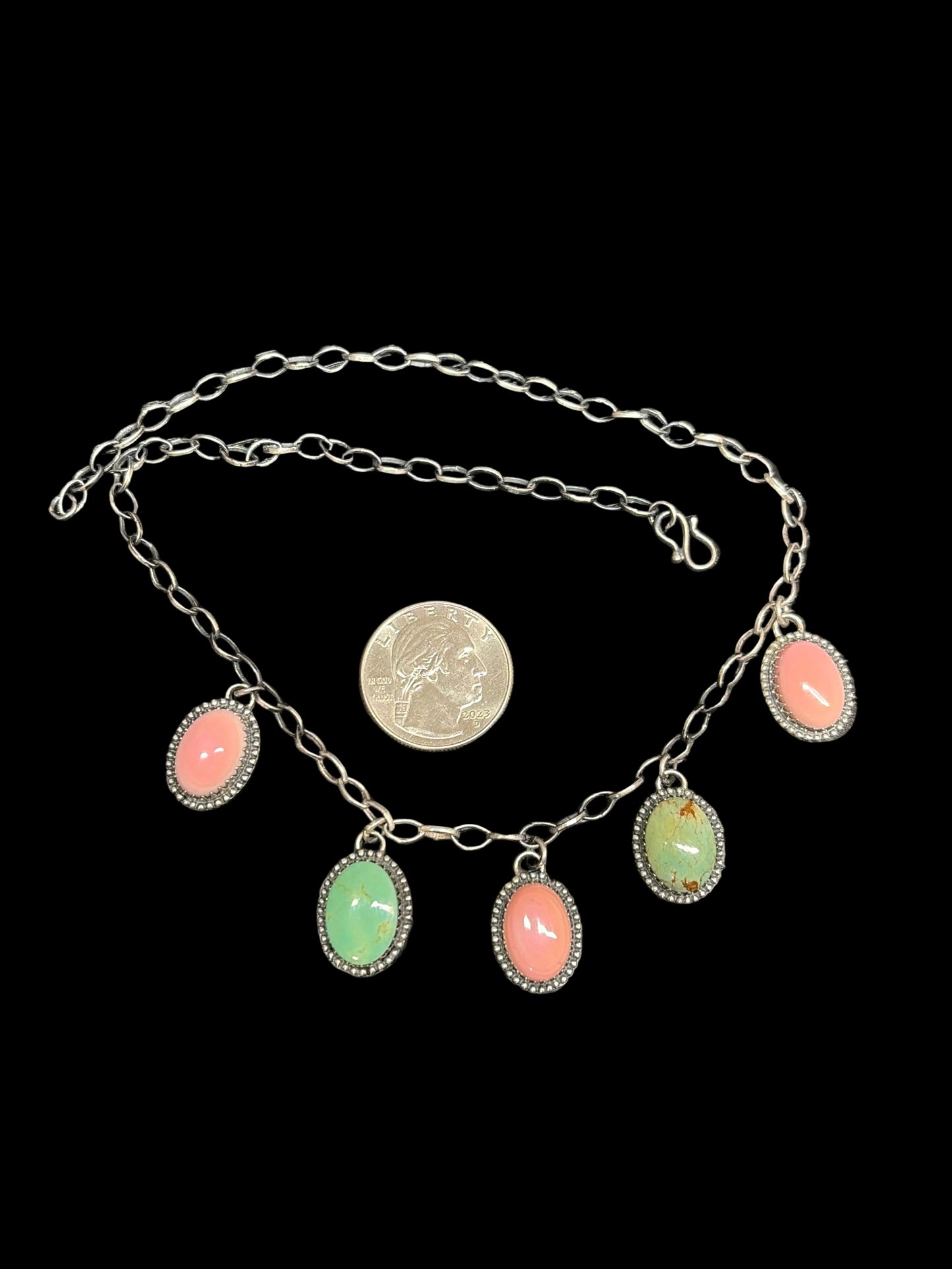 Handcrafted Kingman & Conch Charm Choker Necklace