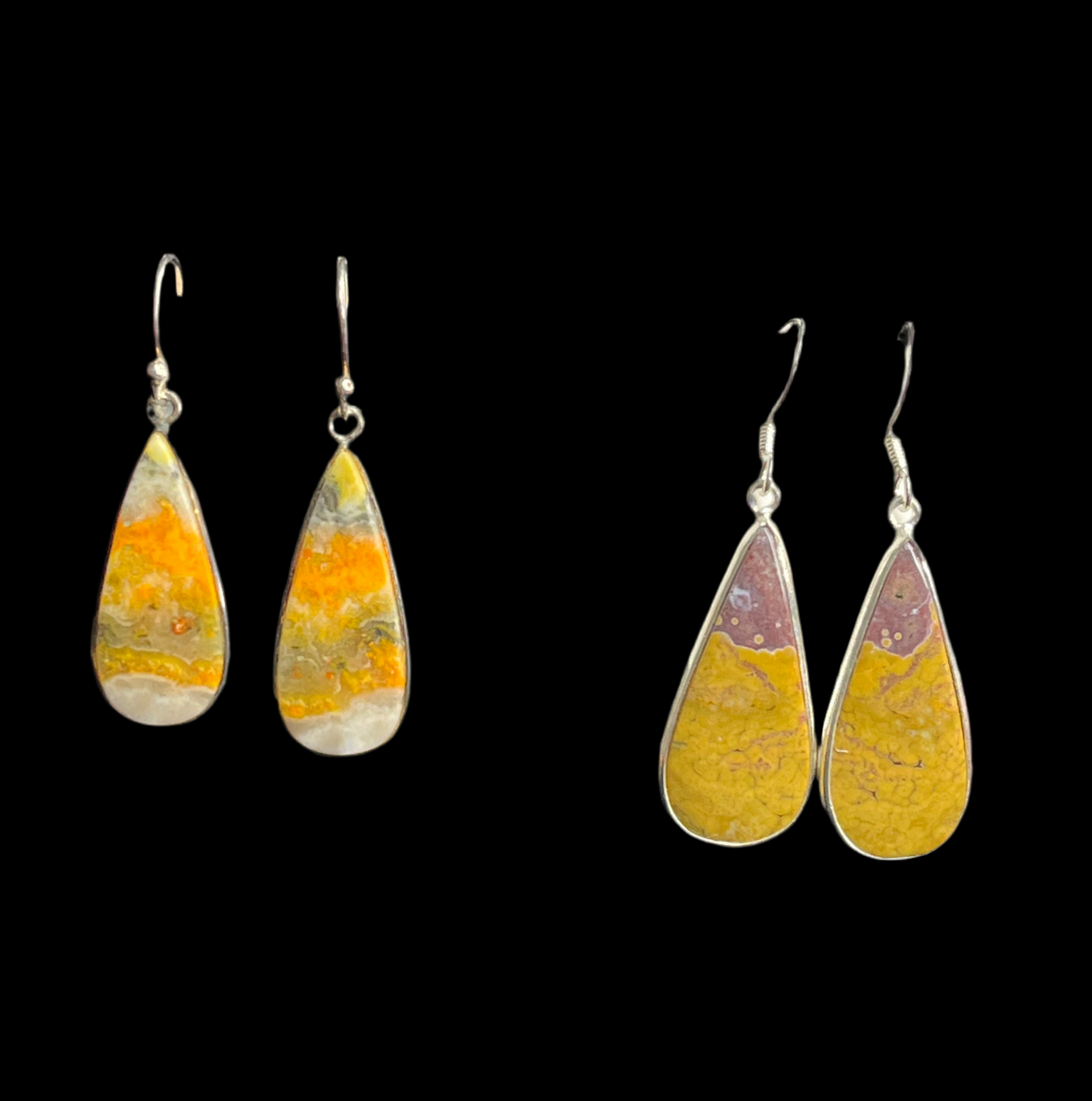 Teardrop Natural Stone Earrings - Sterling Silver
