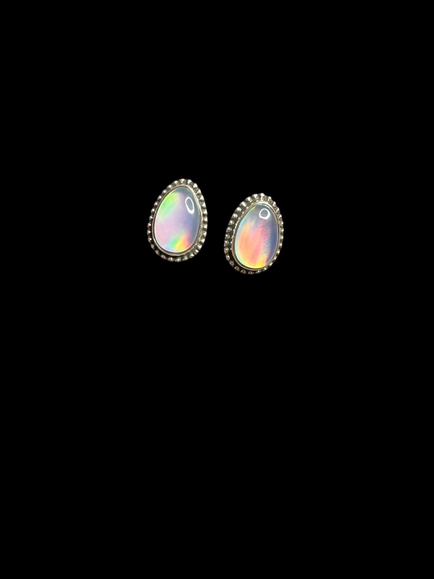 Aurora Opal Sterling Silver Stud Earrings