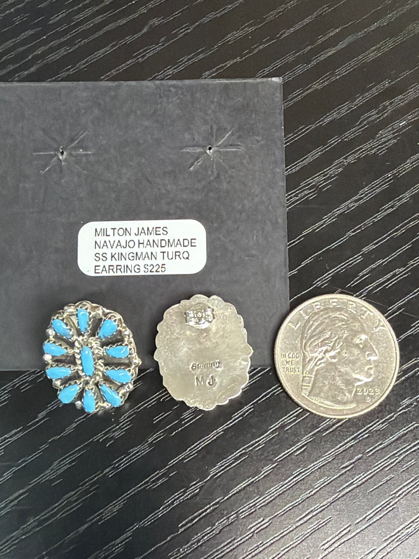 Navajo - Kingman Turquoise Cluster Earrings - Milton James
