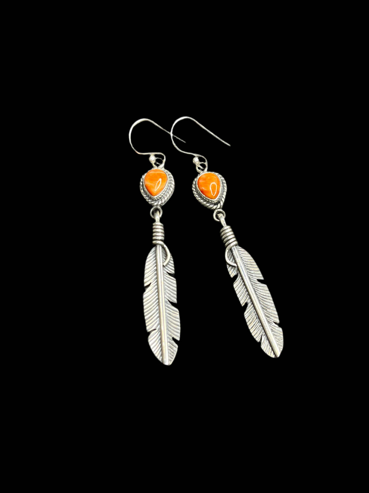 Feather & Natural Stone Dangle Earrings