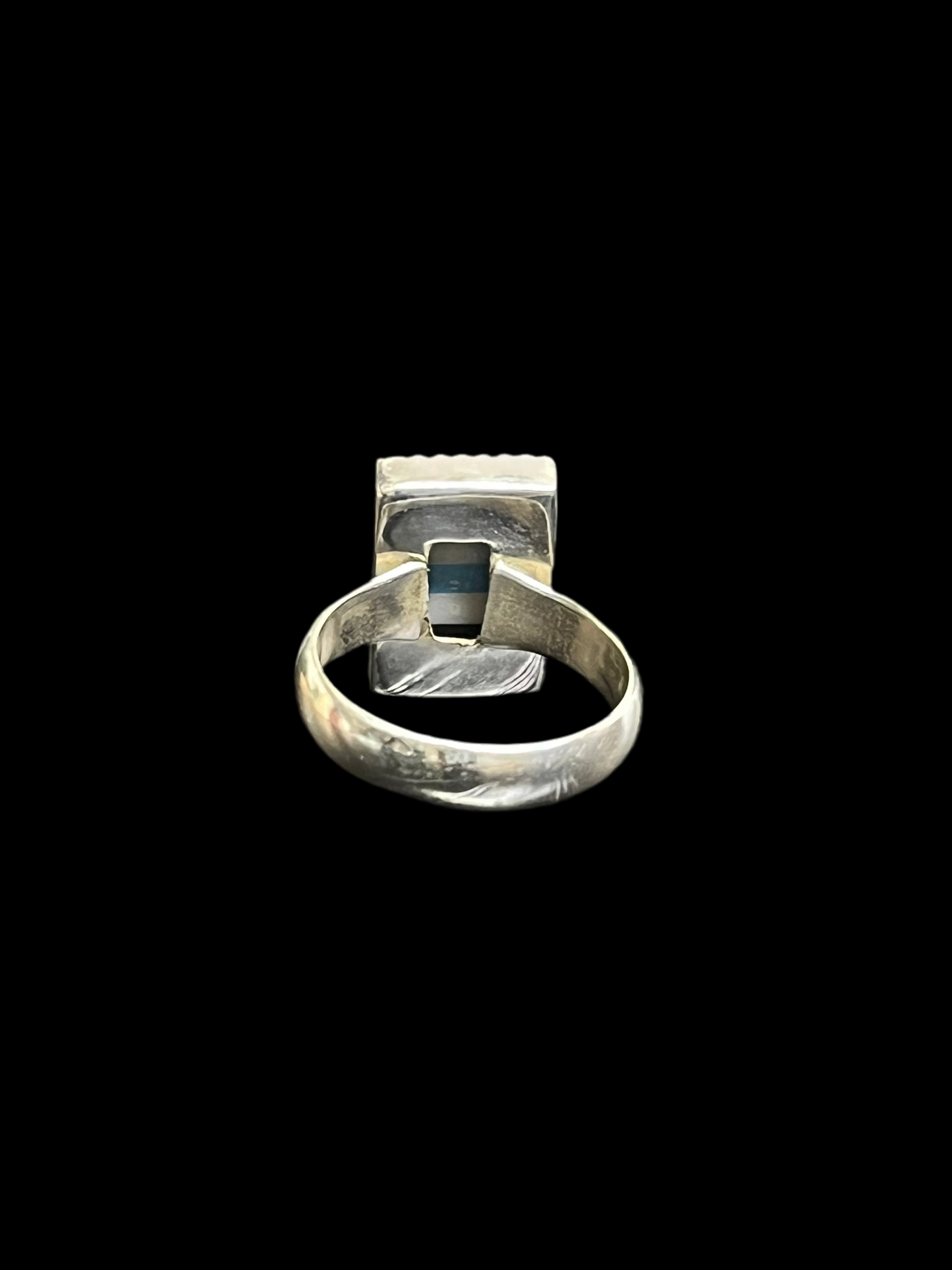 Enamel Striped Sterling Silver Ring - size 7