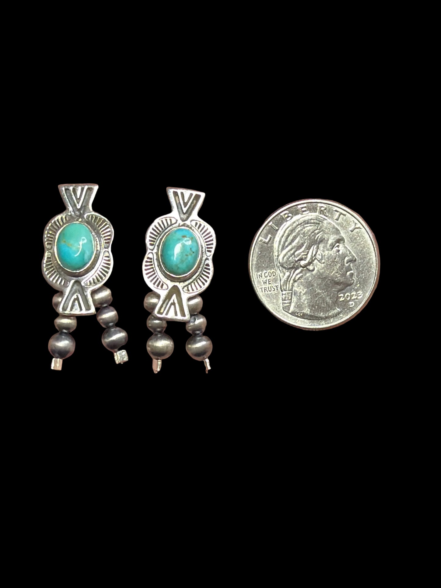 Turquoise & Peal Post Back Earrings