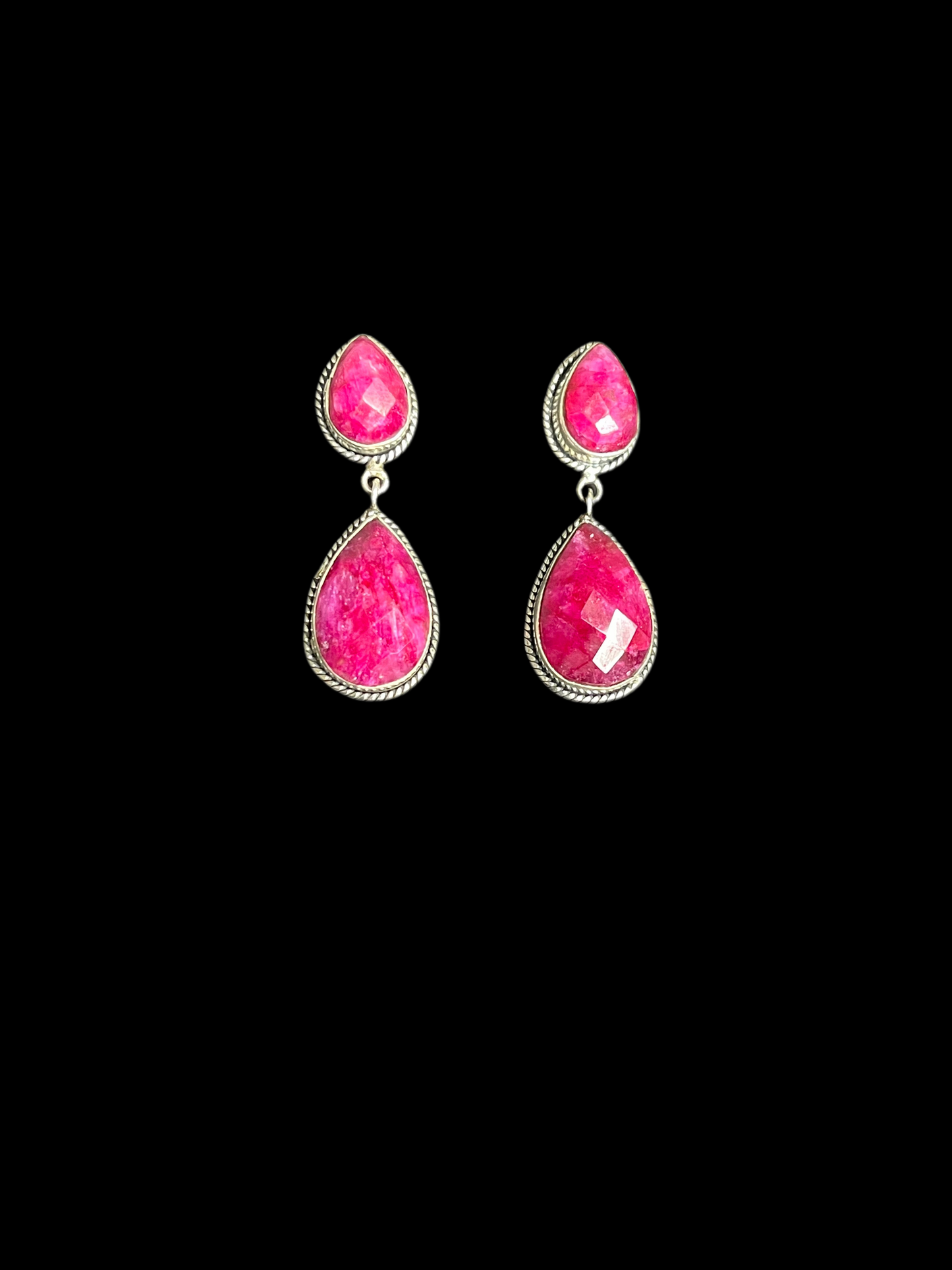 Kashmir Ruby Sterling Silver Earrings