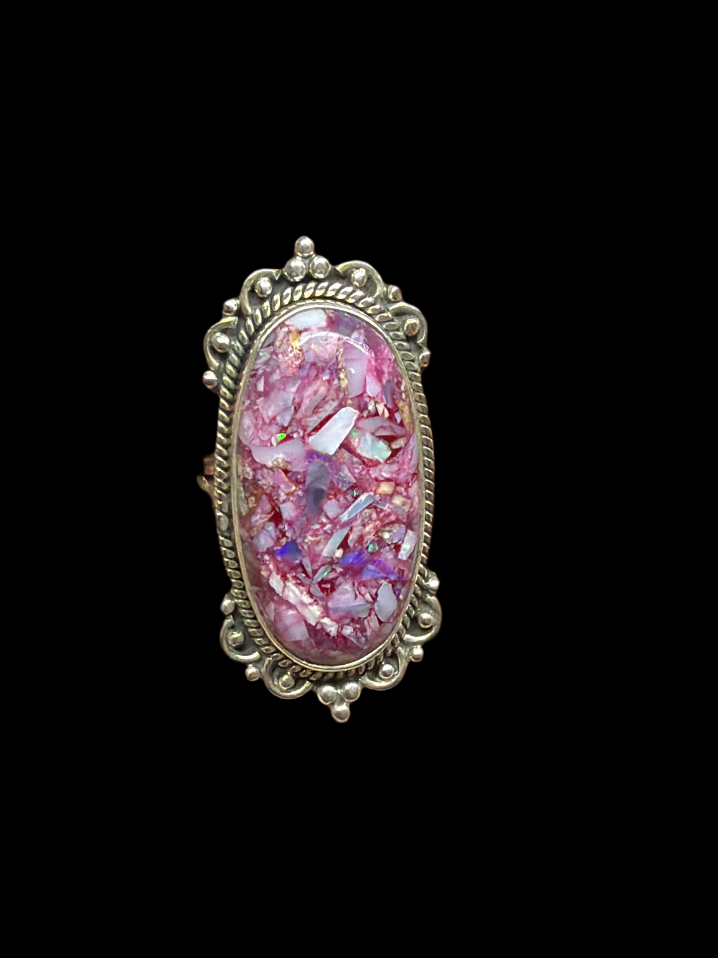 Pink Thulite & Opal Inlay Statement Rings