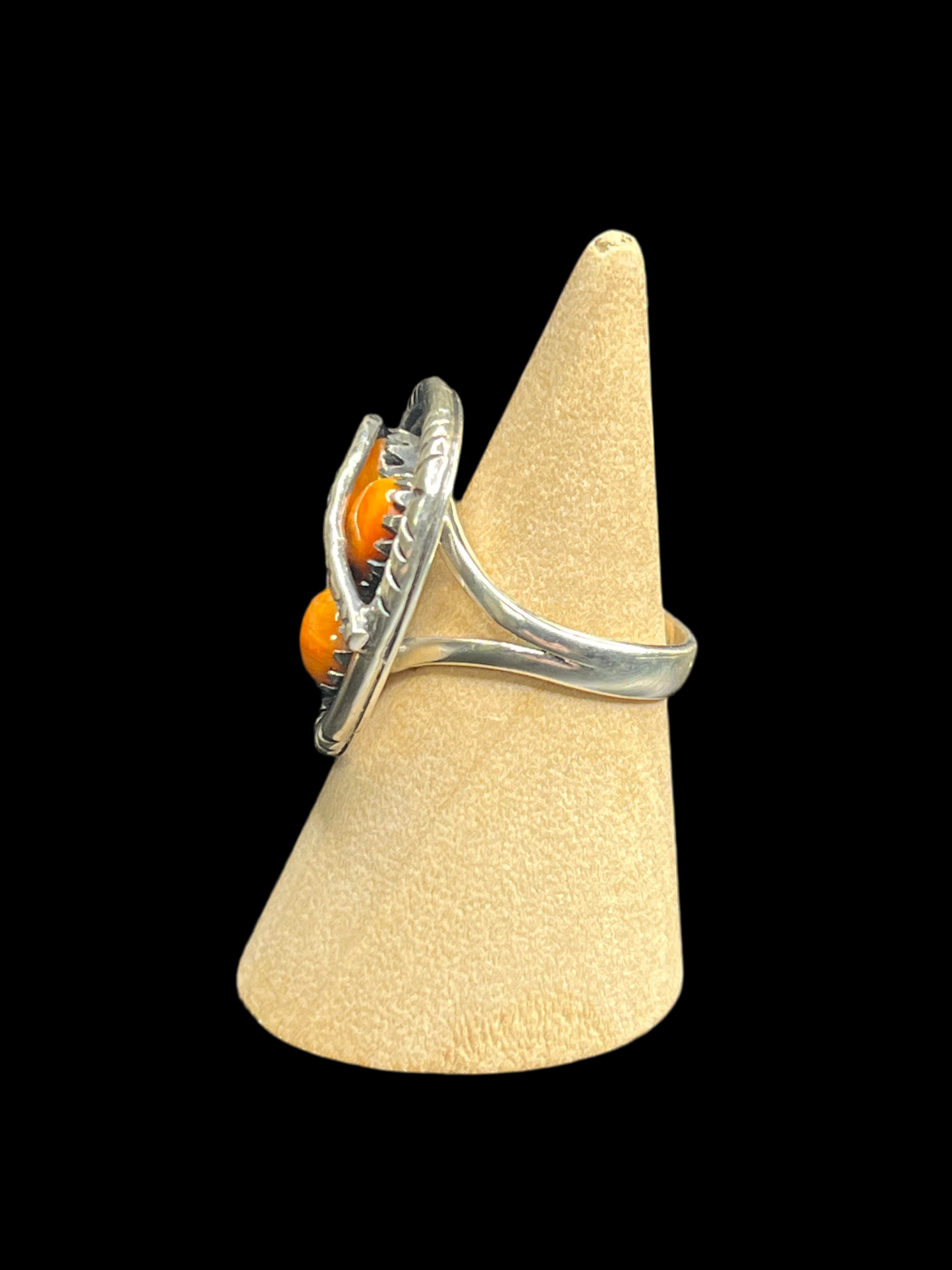 Orange Spiny Snake Ring - size 7