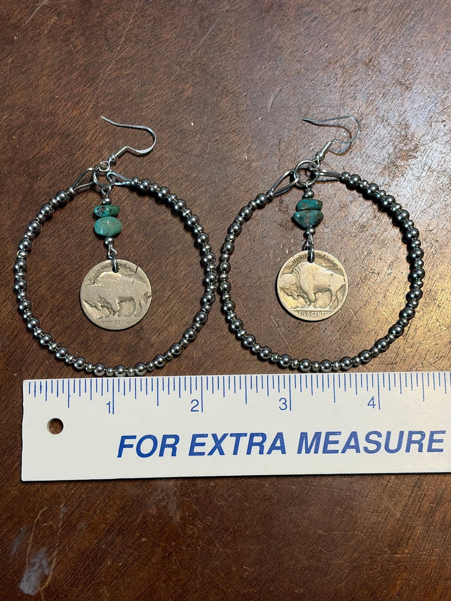 Desert Steel & Buffalo Nickel HOOP Earrings