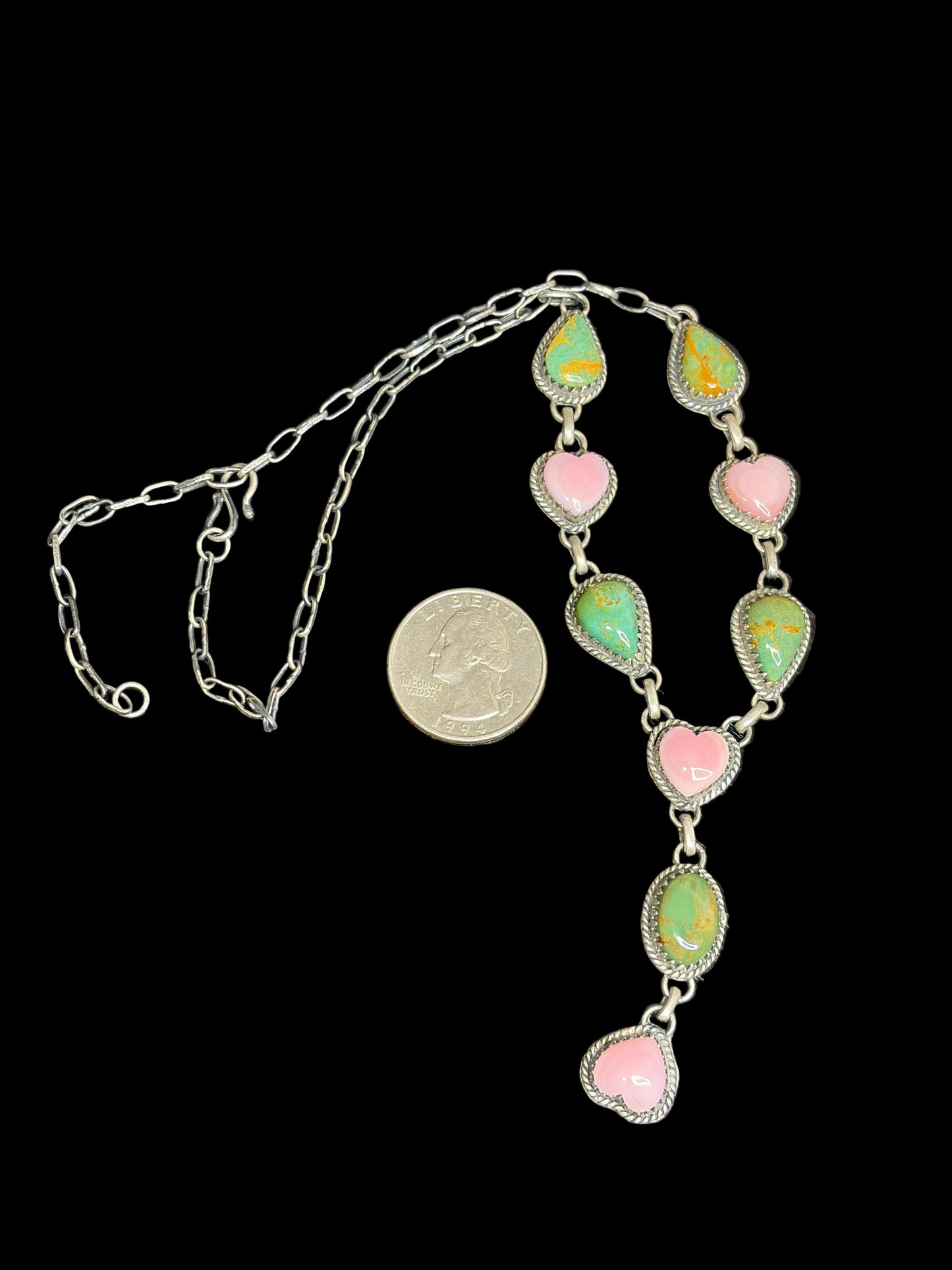 Handcrafted Kingman & Conch Lariat Necklace
