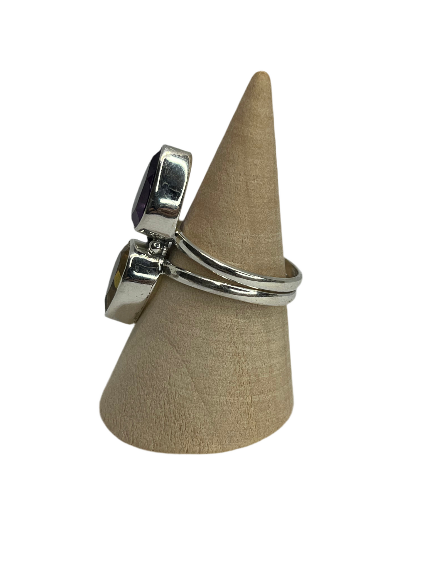 Amethyst & Citrine Sterling Silver Ring - Size 9