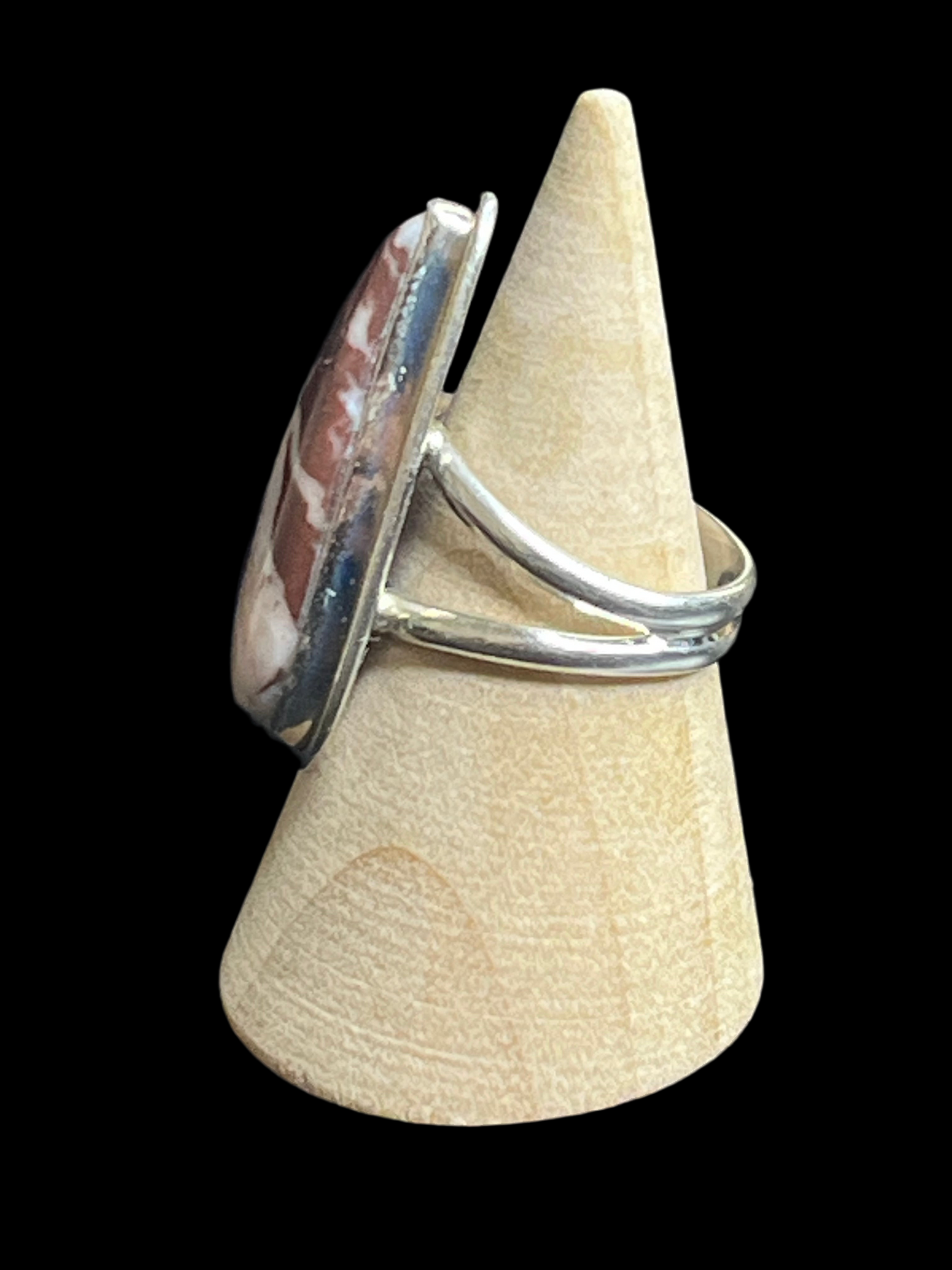 Red Zebra Jasper Sterling Silver Ring - size 8